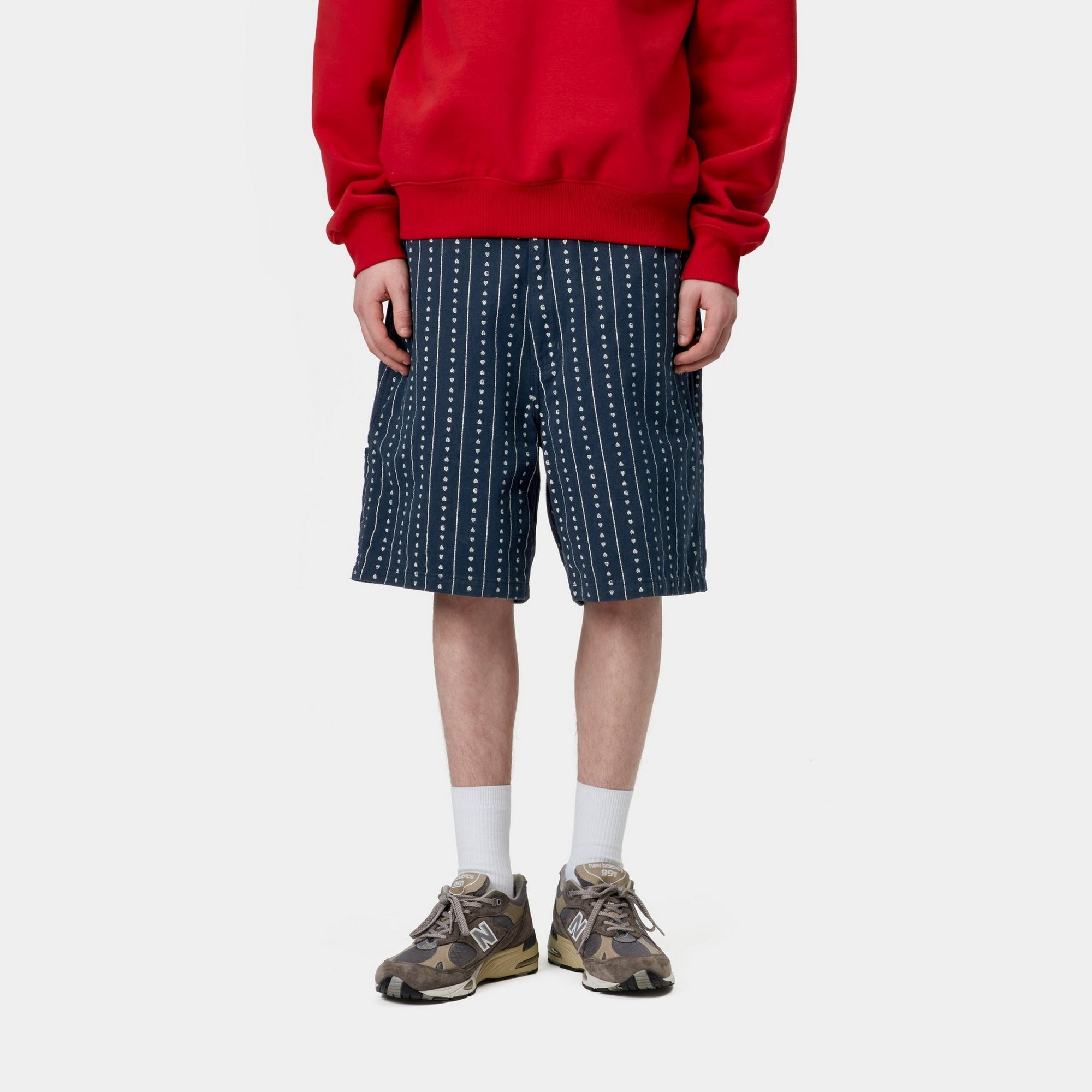 Drew Short | Ink & Natural Heart C Pinstripe Shorts for Women - Casual Summer Wear, Beach Outfits, and Street Style Fashion
