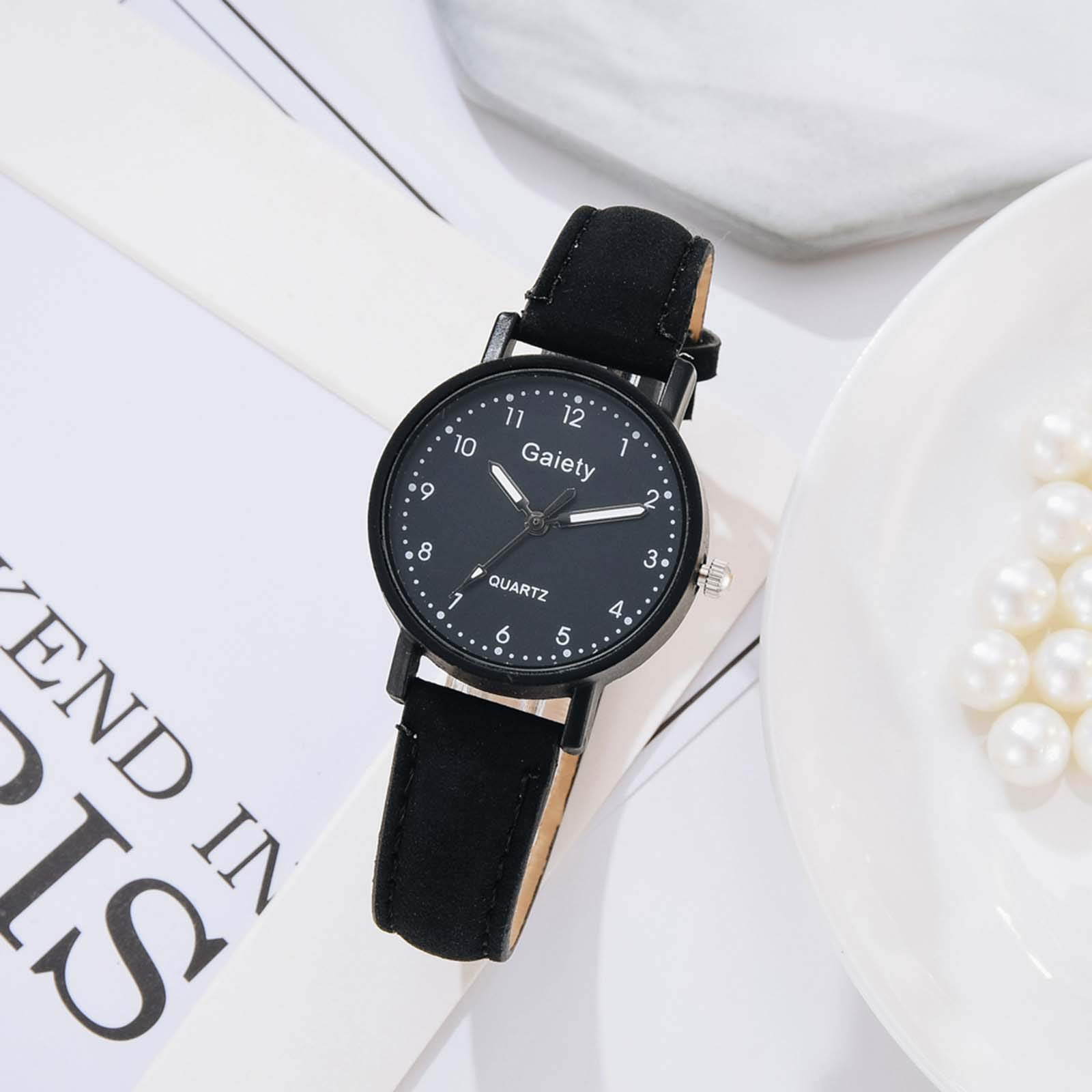 Elegant Parodais Women's Watches - Minimalist Fashion Quartz Watch with Strap Dial, Perfect Gift for Women (Black) | Ideal for Office, Dating & Everyday Wear