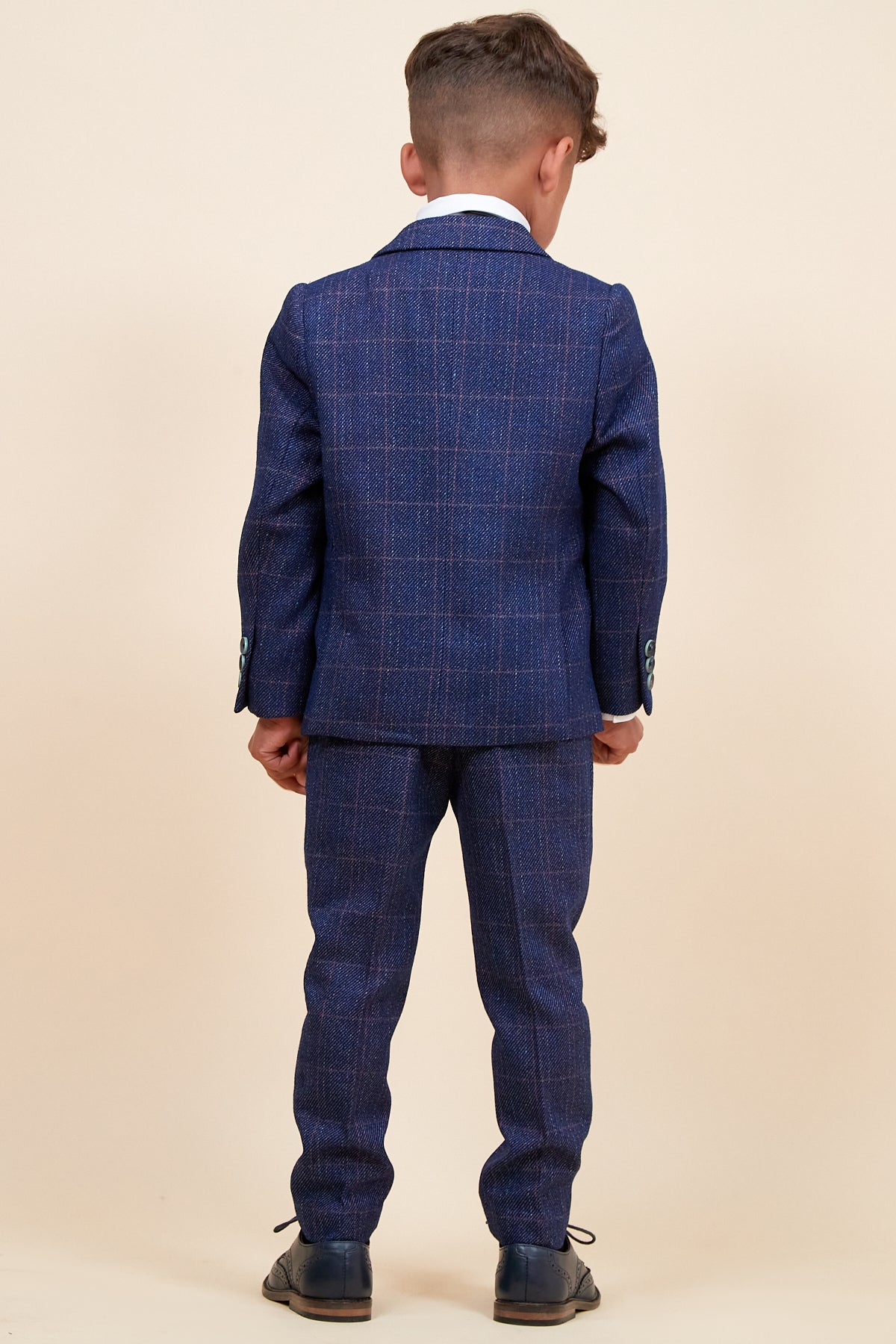 Harry Children's Indigo Tweed Check 3-Piece Suit for Boys | Formal Outfit for Weddings, Parties & Special Occasions