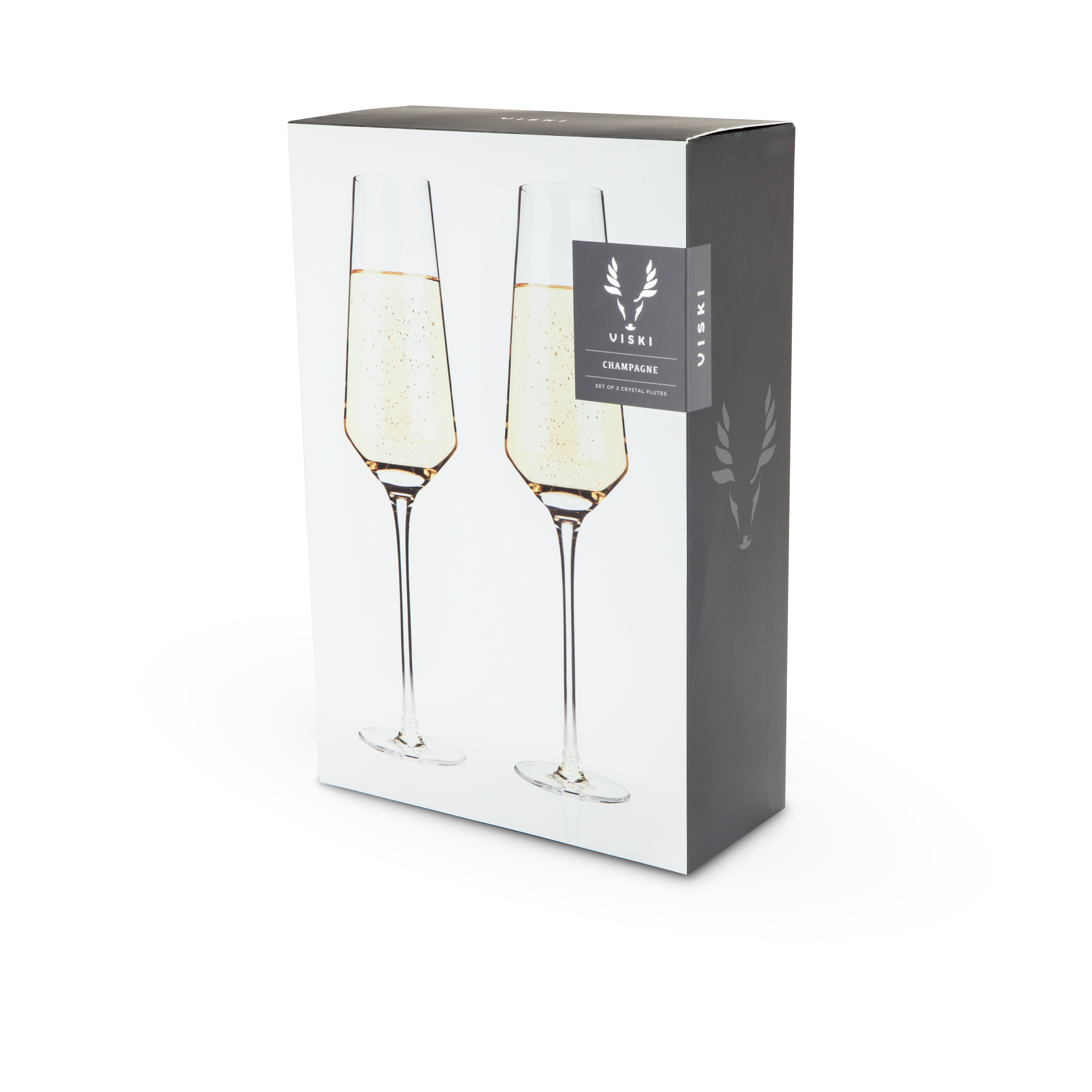 Elegant Raye Angled Crystal Champagne Flutes Set of 2 - Perfect for Weddings, Anniversaries & Romantic Dinners