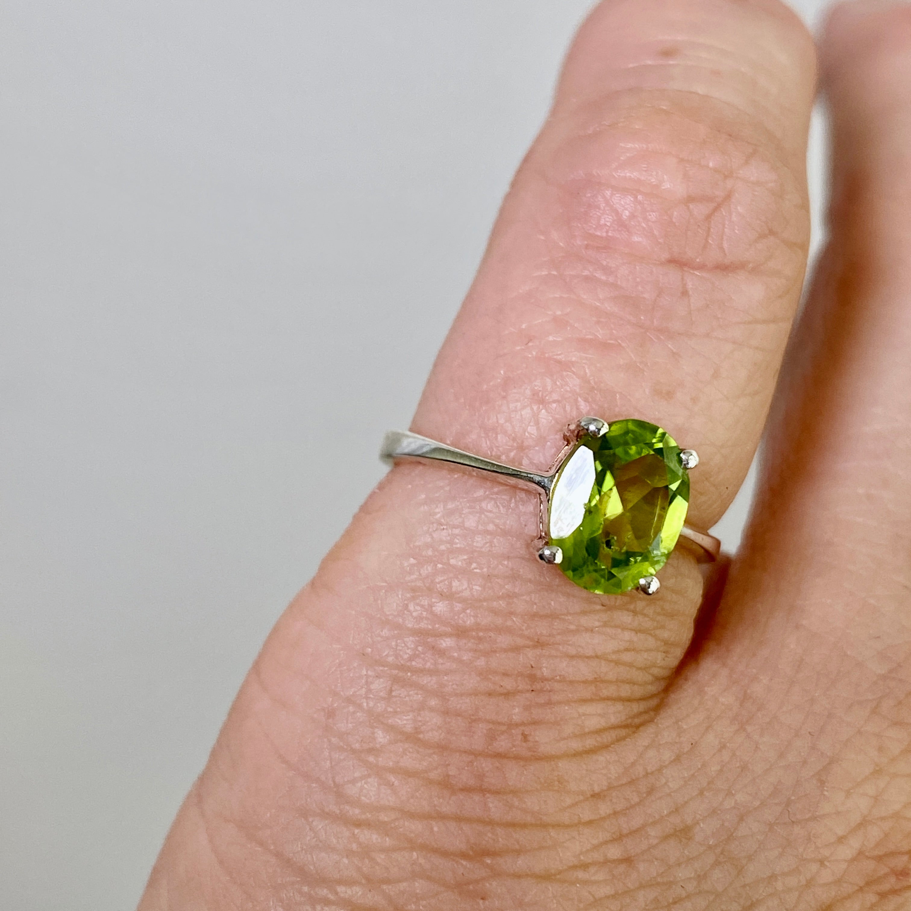 Peridot Oval Faceted Ring Size 5.5 - Dainty Green Gemstone Jewelry for Women, Perfect for Engagement, Wedding & Everyday Wear - PRGJ631