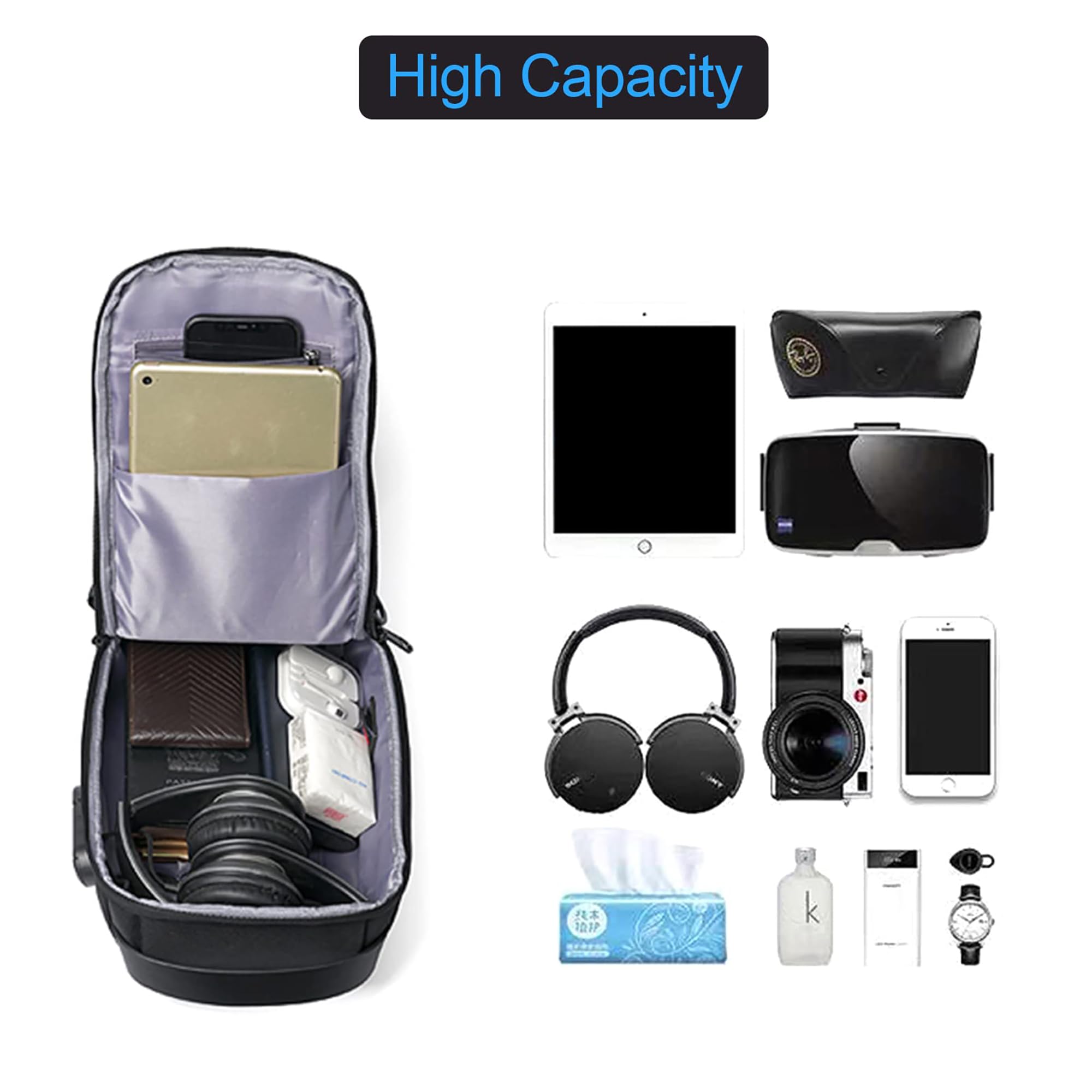 Konelia Anti-Theft Sling Chest Bag - Waterproof Crossbody Shoulder Backpack with USB Charging Port for Travel, Hiking & Daily Commute