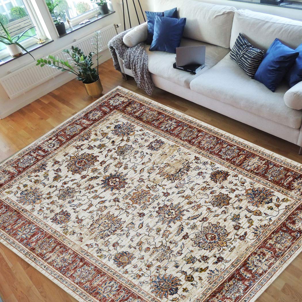 Handmade Traditional Persian Bijar Collection Vintage Area Rug - Distressed Pearl & Multi Colors 5'x7' - Oriental Home Decor for Living Room, Bedroom & Dining Room