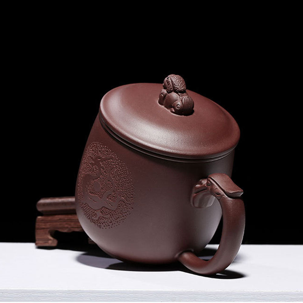 Premium Purple Clay Dragon Tea Cup with Removable Infuser - Handcrafted Chinese Yixing Teapot for Loose Leaf Tea, Perfect for Gongfu Tea Ceremony & Daily Brewing