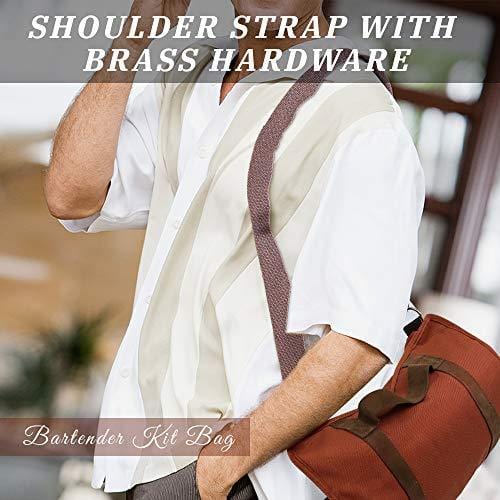 Professional Bartender Kit Travel Bag with Adjustable Shoulder Strap - Portable Barware Roll Bag for Cocktail Mixing Tools | Perfect for Home Bars, Parties & Mobile Bartending