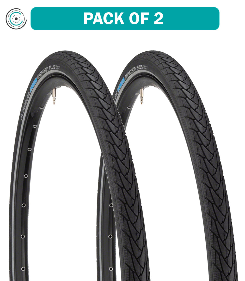 2 Pack Schwalbe Marathon Plus 650b x 38 Wire Bead Bike Tires - Puncture Resistant, Durable Performance Line for Road & Hybrid Bikes - Perfect for Commuting, Touring & All-Weather Cycling