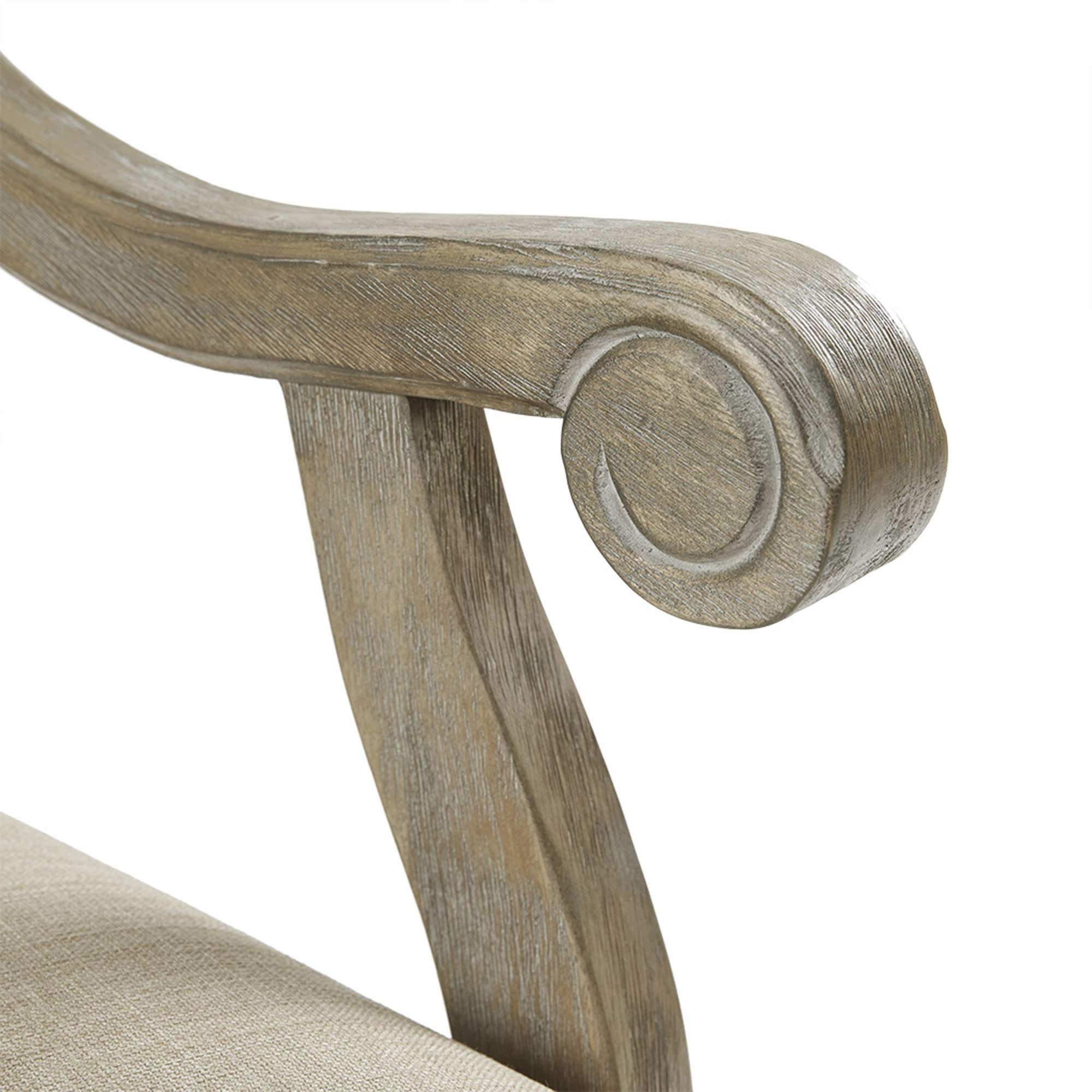 Madison Park Brentwood Accent Chair - Birch Hardwood Frame, Hand Carved Scroll Design, Modern Classic Style Armchair for Living Room, Bedroom & Lounge - Medium Beige Upholstered Sofa Chair - Perfect for Reading Nook, Home Office or Cozy Corner Decor