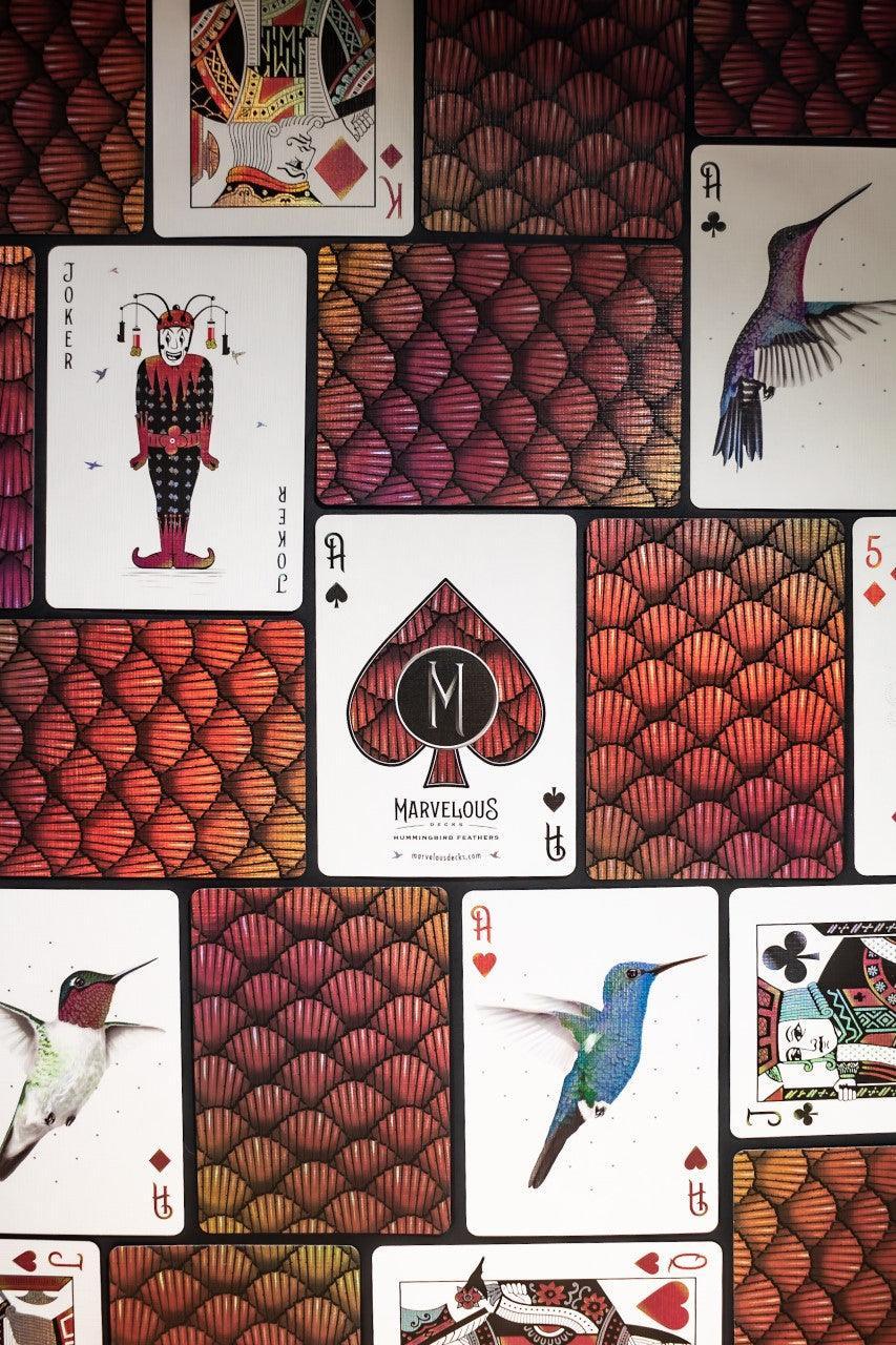 Premium Red Marvelous Hummingbird Feathers Playing Cards - Elegant Deck for Poker, Magic Tricks & Collectors | Perfect for Game Nights, Gifts & Cardistry