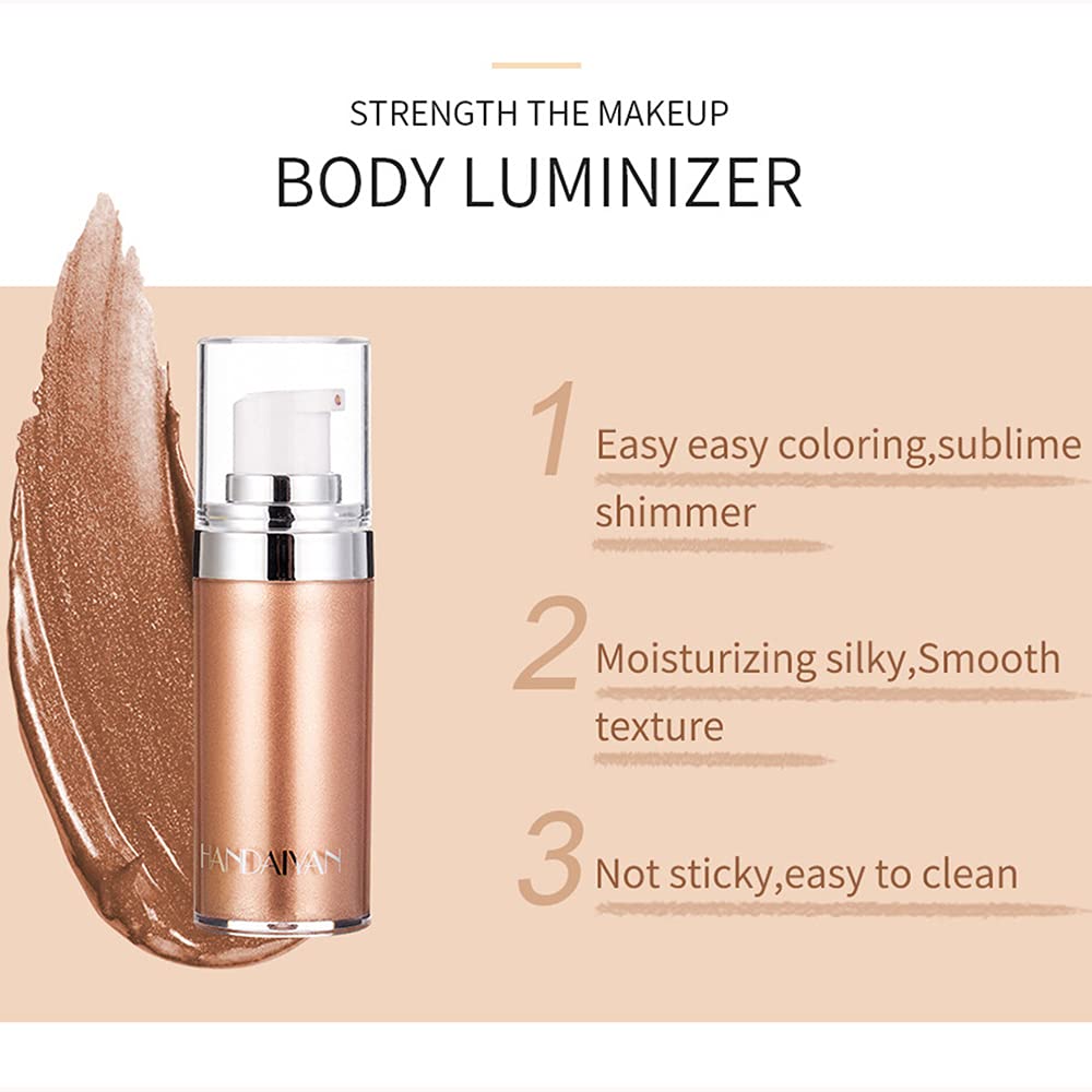 Face & Body Luminizer - Liquid Highlighter Makeup with Shimmer Glow | Waterproof Bronzer & Illuminating Body Oil for Smooth, Shiny Skin (03# Bronze Gold) - Perfect for Parties, Beach Days & Glamorous Night Out Looks