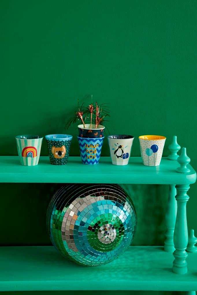 Assorted Party Animal Print Melamine Cups - Green, Small, 6-Pack in Gift Box | Durable & BPA-Free Drinkware for Pool Parties, BBQs & Outdoor Gatherings