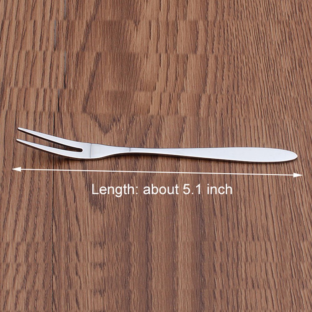 10-Piece Stainless Steel Dessert Forks Set - 5.1 Inch 2-Prong Fruit Forks, Cocktail Forks, Cake Forks & Mussel Forks - Perfect for Parties, BBQs, Picnics, Weddings & Catering Events