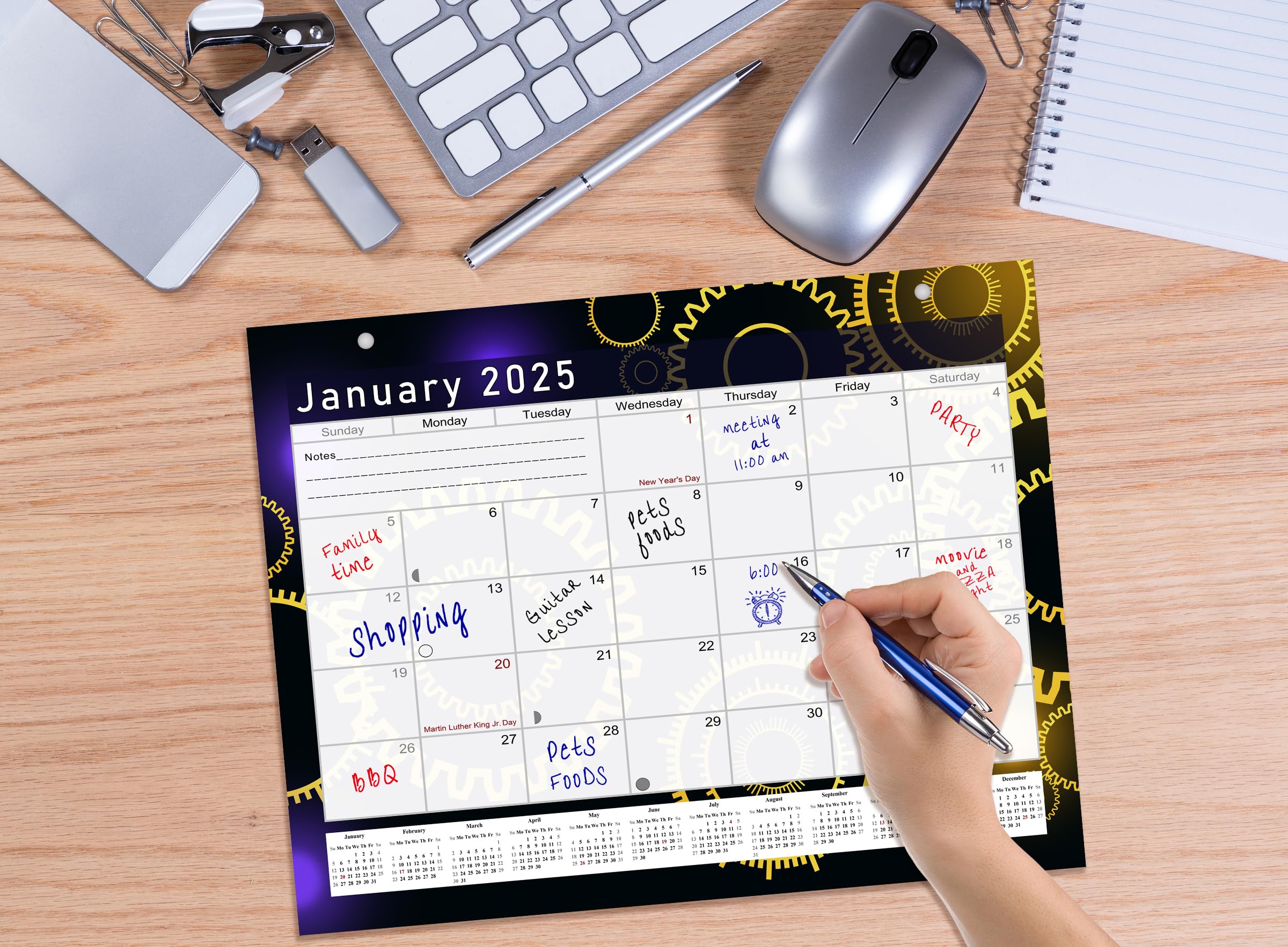 2024-2025 18-Month Magnetic & Desk Calendar Planner - Wall/Desktop Organizer with Bonus Stickers (Edition #09) - Perfect for Office, Home & School Planning