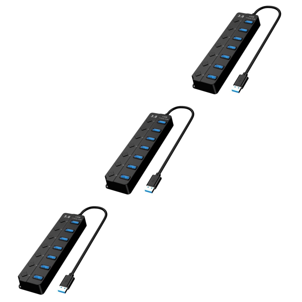 Jojofuny 3-Port USB Hub Expander Adapter with 7 Ports - High-Speed USB Extension Cable for Laptop, PC, Computer - Perfect for Home Office, Gaming & Multi-Device Charging