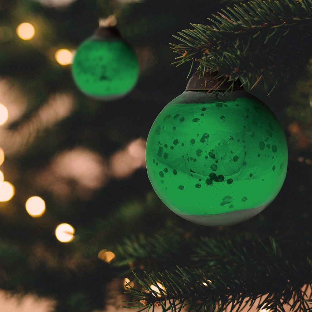 2.5 Inch Green Ava Mercury Glass Ball Ornament - Elegant Christmas Tree Decorations & Holiday Party Decor for Home, Office, and Festive Gatherings