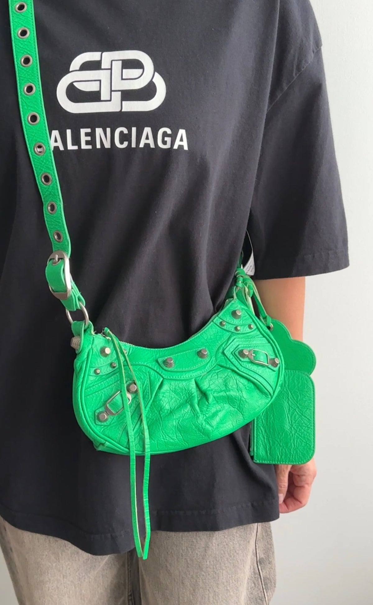 Balenciaga Green Leather XS Le Cagole Shoulder Bag for Women - Stylish Crossbody Purse for Party, Date Night & Travel Accessories