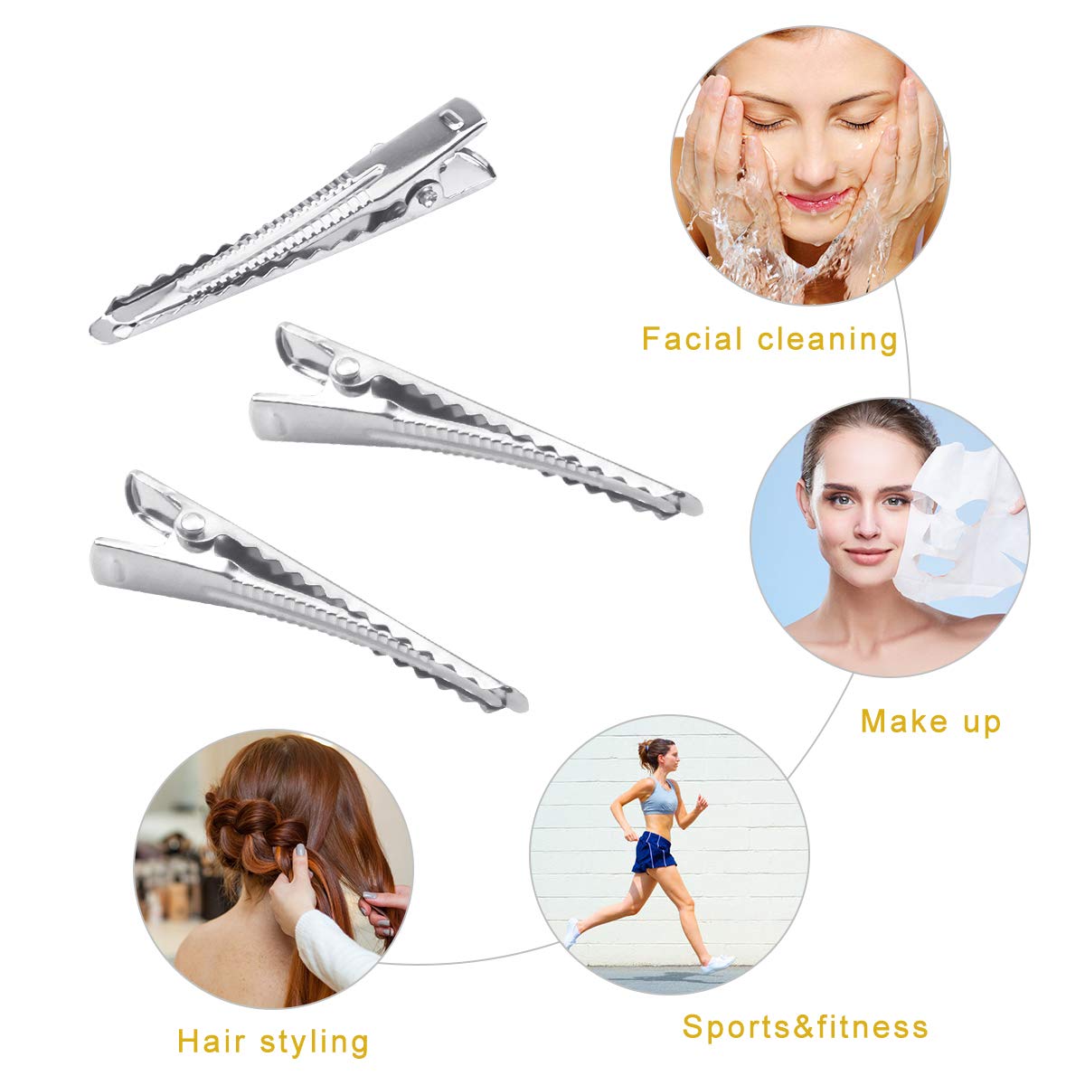 100pcs Silver Metal Alligator Hair Clips - 45mm Single Prong Teeth DIY Non-slip Hair Barrettes for Women & Girls | Perfect for Braids, Ponytails & Updos