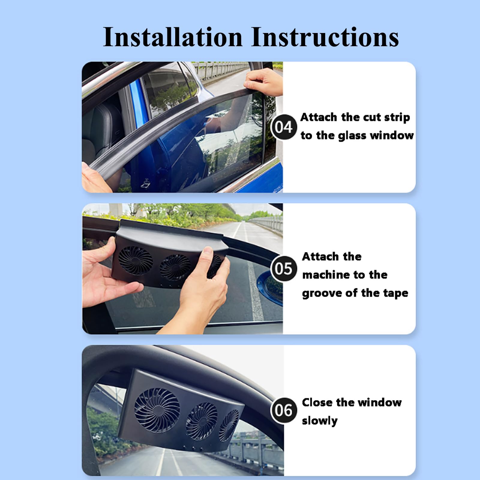 USB Car Window Exhaust Fan - Powerful Vehicle Ventilator & Radiator Cooling Fan with Strong Wind, USB Charging - Perfect for Hot Weather, Road Trips & Parking (White)
