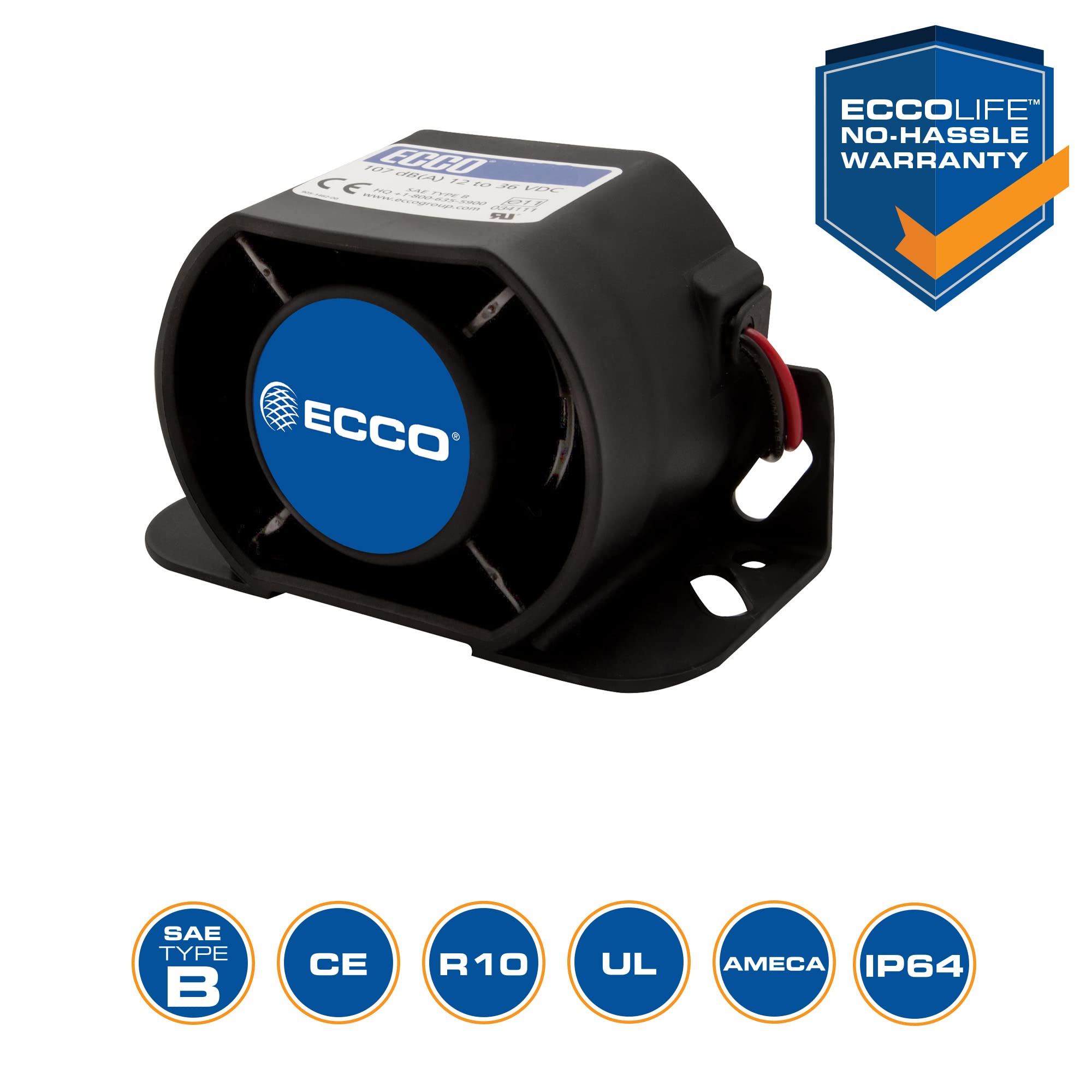 Ecco 630N Back-Up Alarm - Heavy Duty Truck & Equipment Reverse Beeper - OSHA Compliant Safety Alert System for Construction Sites, Warehouses & Parking Lots