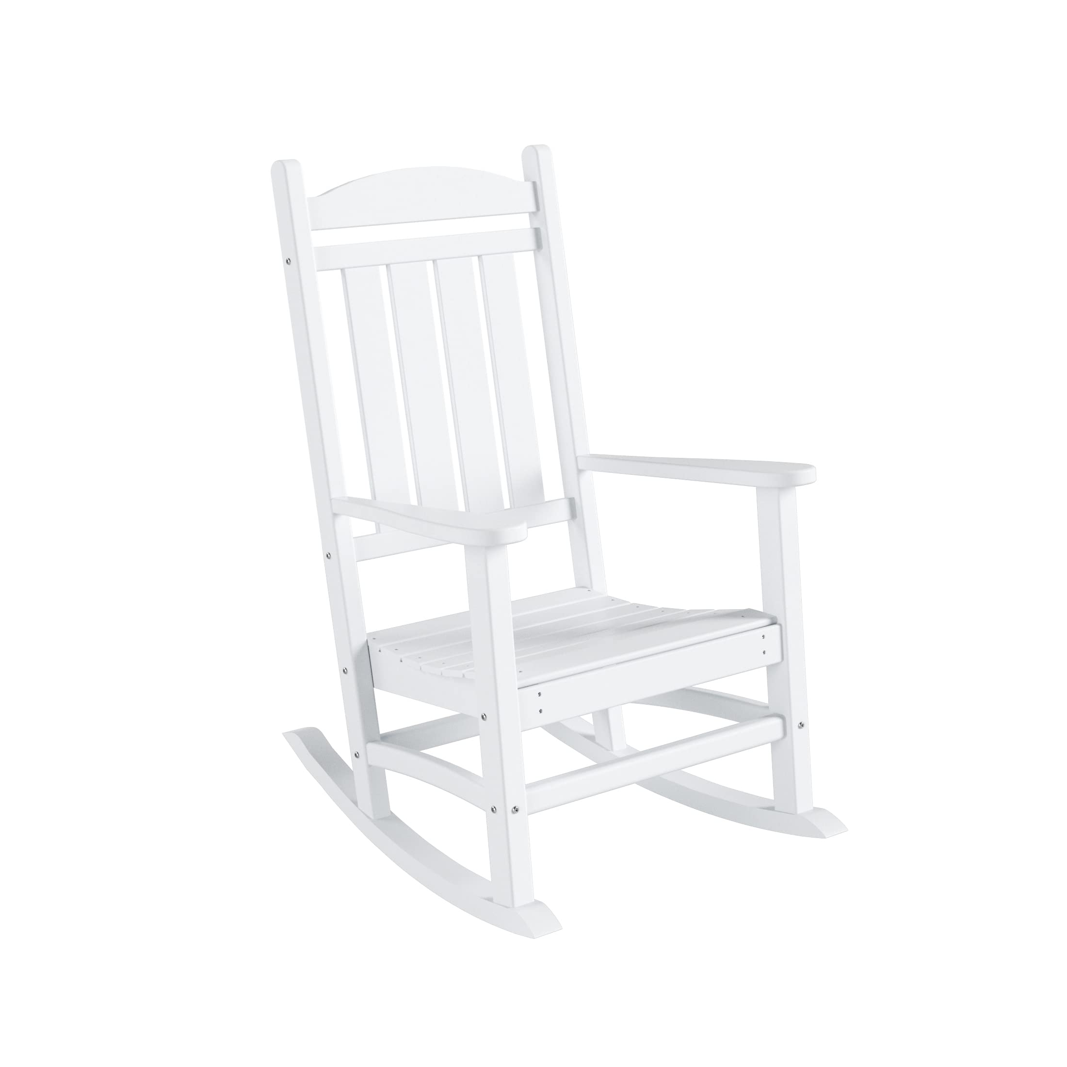 WO Home Furniture Patio Rocking Chair - Farmhouse Style Outdoor Rocker with HDPE & UV-Resistant Finish (White) - Perfect for Porch, Garden, Deck & Backyard Relaxation