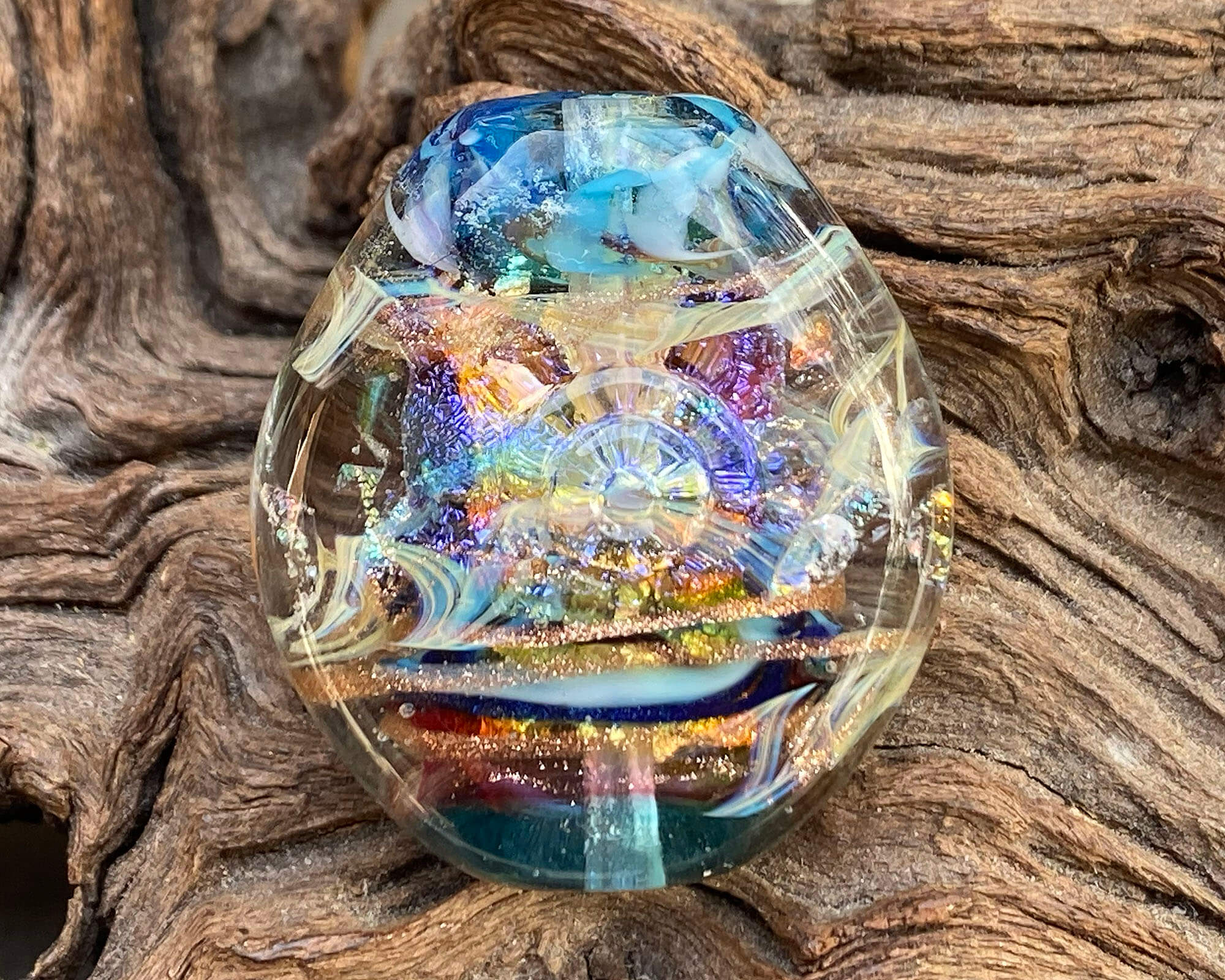Aqua Blue Handmade Lampwork Glass Focal Bead for Jewelry Making - DIY Craft, Necklace, Bracelet Designs - Perfect for Beaders and Artisans