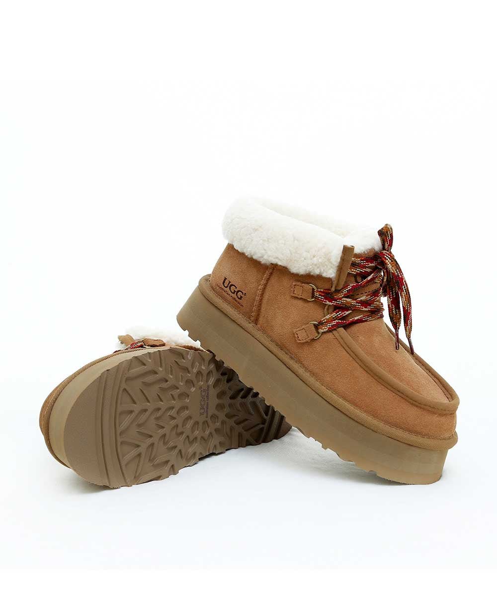 Women's UGG Eskimo Boots - Genuine Sheepskin Winter Snow Boots for Women - Warm & Cozy Fur Lined Booties for Cold Weather - Perfect for Snow Days, Winter Hiking & Outdoor Adventures