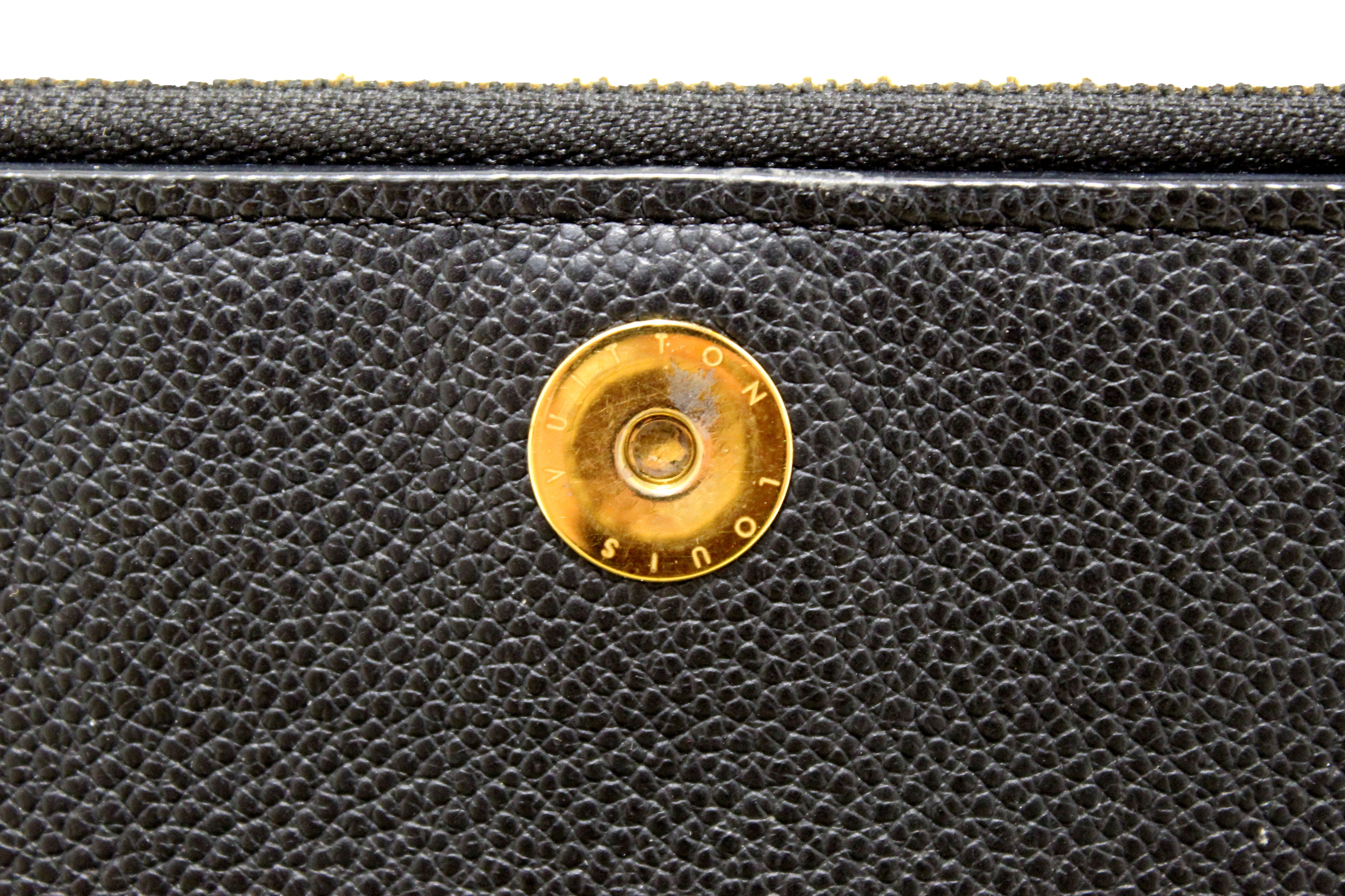 Authentic Louis Vuitton Black Monogram Empreinte Leather Adele Long Wallet for Women | Luxury Designer Bifold Wallet with Card Slots & Zippered Coin Pocket | Perfect for Everyday Use, Travel & Gift Giving