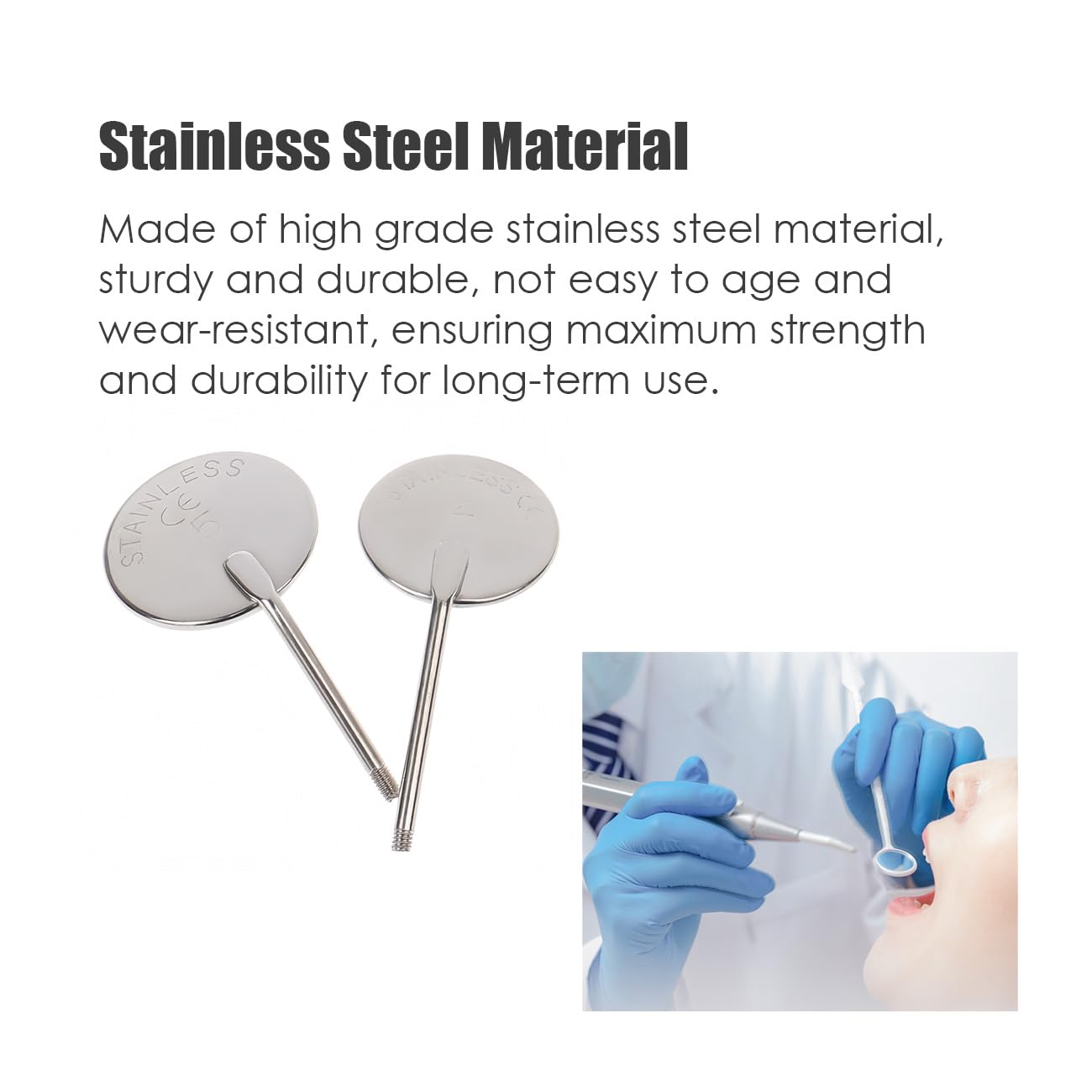 20PCS Professional Stainless Steel Anti-Fog Dental Inspection Mirrors - 5# 24mm Dental Mirror Tools for Dentists, Hygienists & Home Oral Care - Perfect for Dental Exams, Teeth Cleaning & Oral Health Checks
