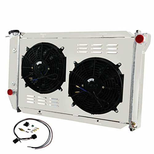1975-1979 Ford Lincoln Montego Mercury Cougar LTD II V8 Aluminum Radiator - 3 Row Cooling System with 2x12