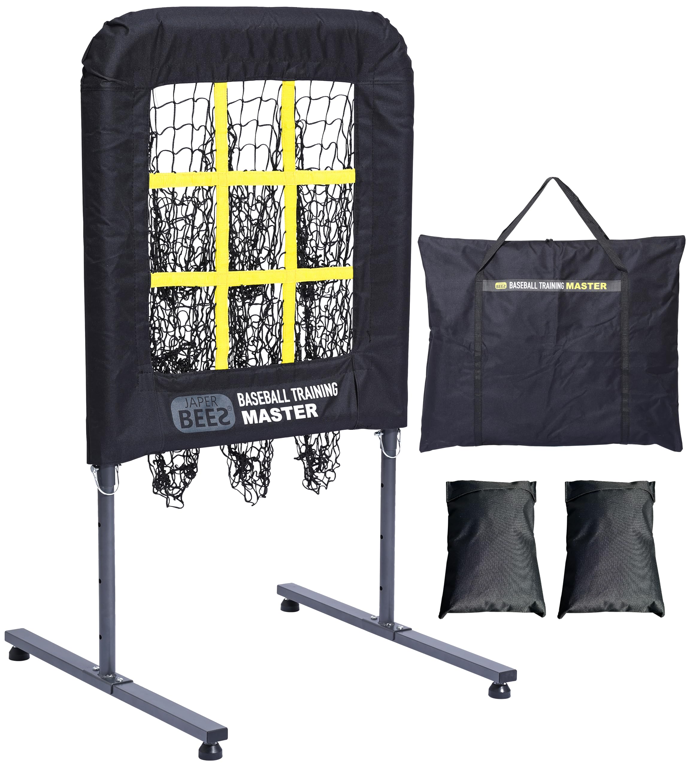 Adjustable Pitching Net with Strike Zone - 9 Hole Baseball & Softball Training Equipment, Portable & Height Adjustable with Carrying Bag - Perfect for Backyard Practice, Team Drills & Solo Training Sessions