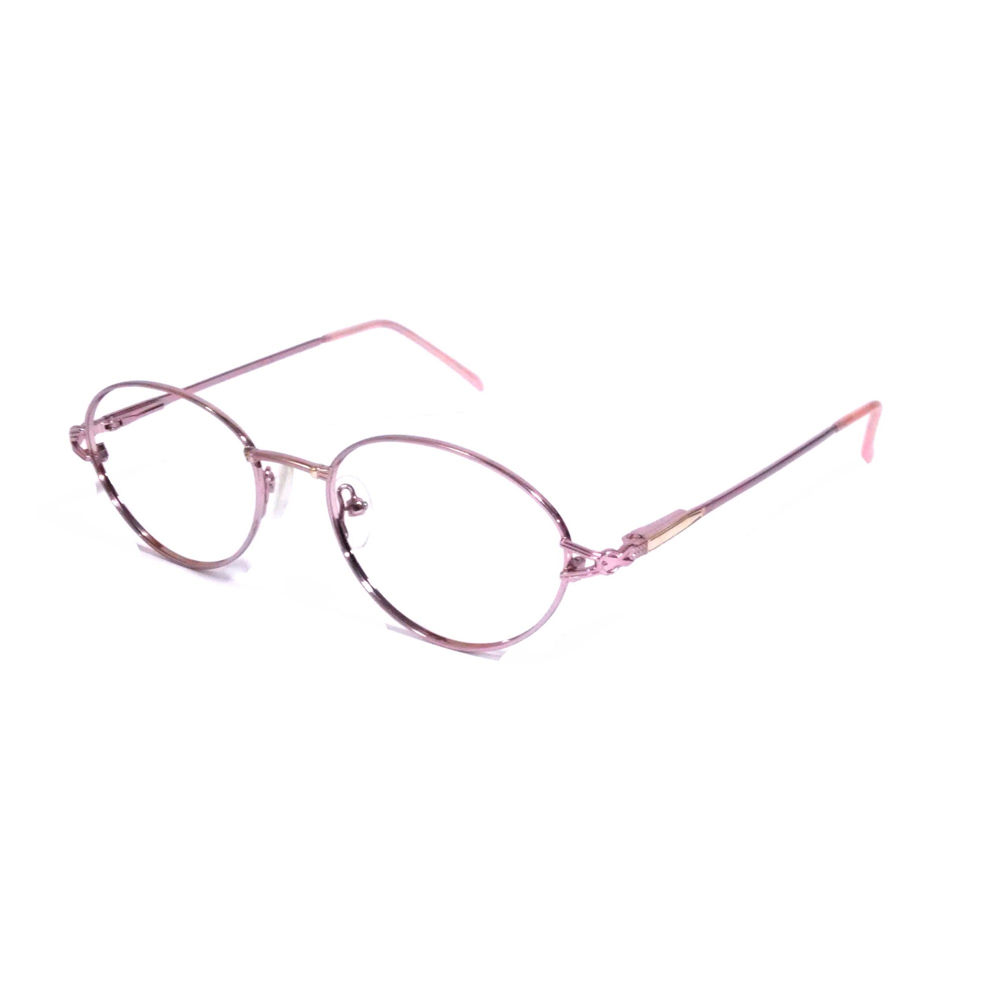 Stylish Pink Oval Full Rim Metal Frame Glasses for Women - Trendy Eyewear for Work, Reading & Fashion (Row027)