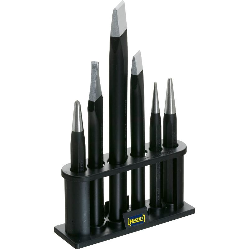 Hazet 750/6 6-Piece Professional Chisel, Drift Punch & Center Punch Set - Perfect for Metalworking, Automotive Repair & DIY Projects