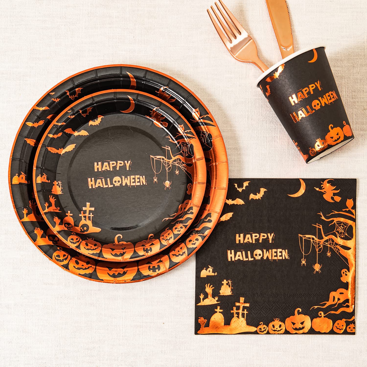 Happy Halloween Party Supplies - 24-Piece Tableware Set (9