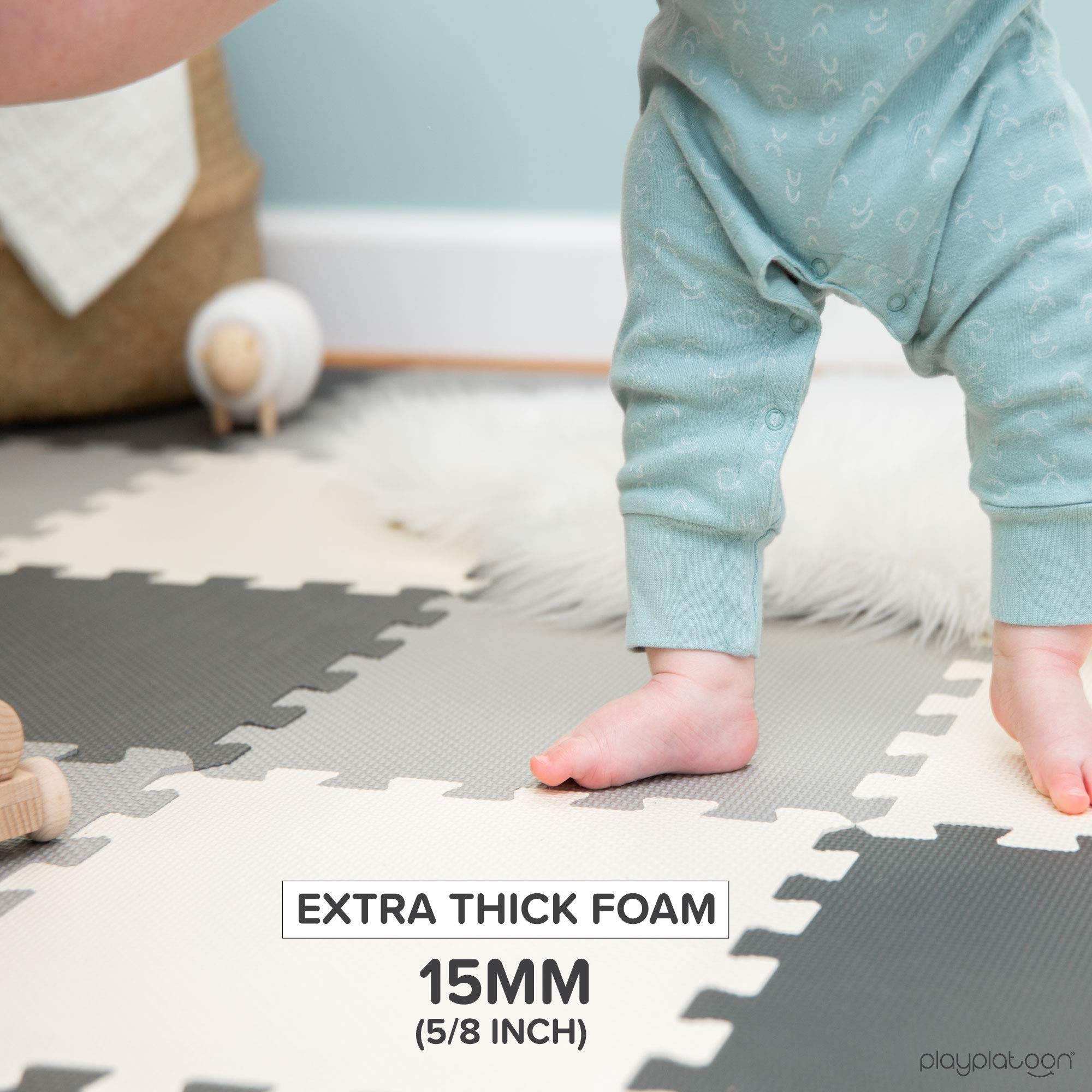 Non-Toxic Foam Puzzle Floor Mat - Extra Thick & Cushiony Play Mat for Toddlers, Kids & Adults - 36 Interlocking Tiles (12