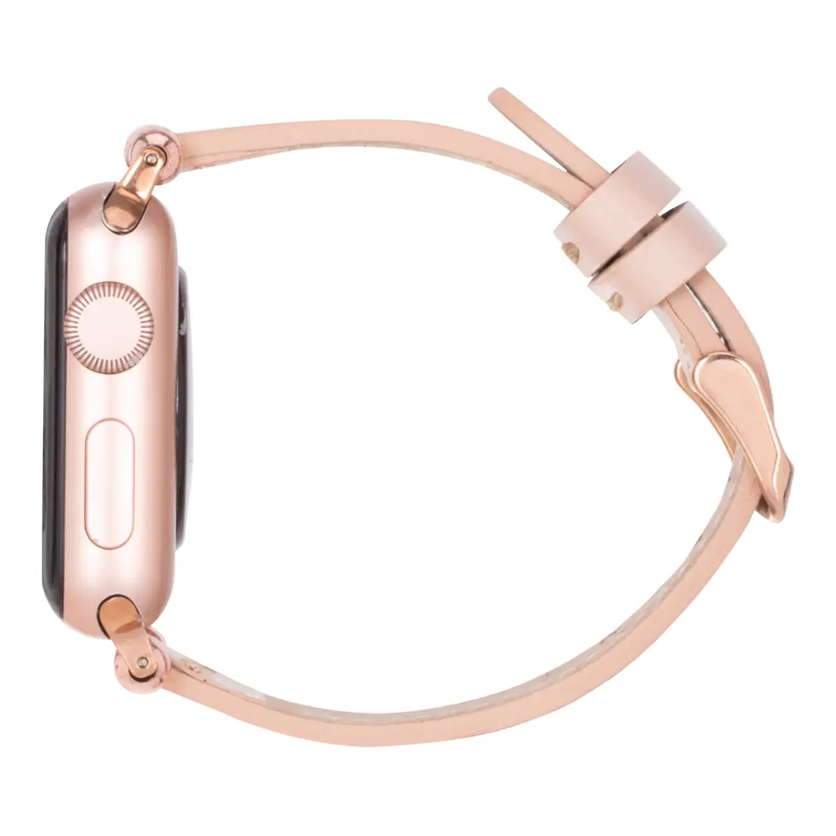 Ultra Slim Nude Pink Leather Apple Watch Band - Stylish & Comfortable Replacement Strap for Workout, Office & Everyday Wear