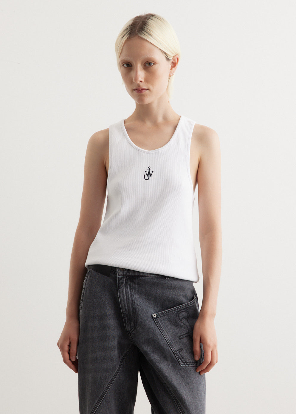 Anchor Embroidery Tank Top for Women - Navy Blue Summer Sleeveless Shirt | Beach Outfit, Casual Wear & Vacation Style