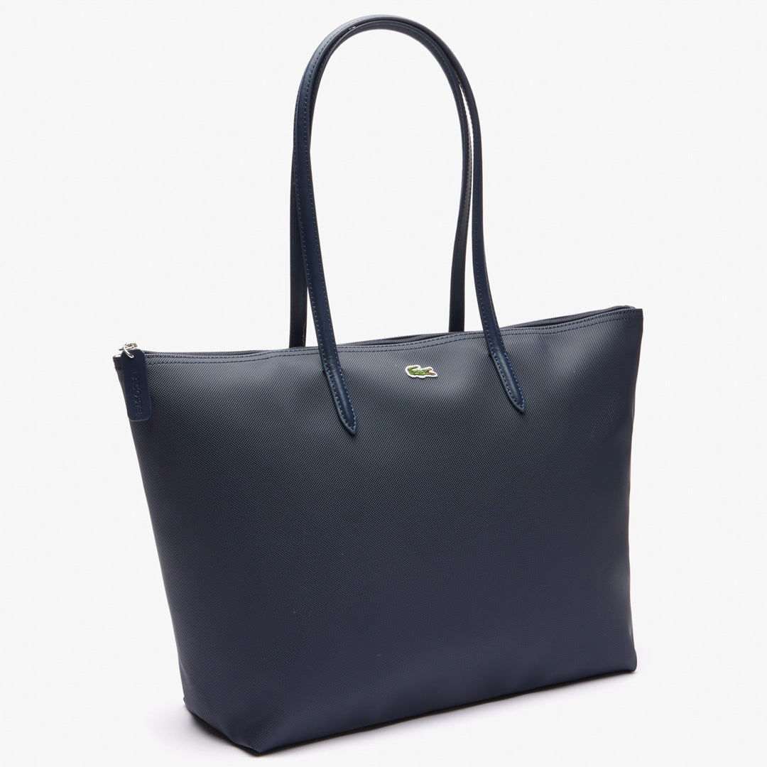 Lacoste Large Shopping Tote Bag - Premium Navy Blue Cotton Tote for Women & Men - Perfect for Groceries, Beach, Work & Travel