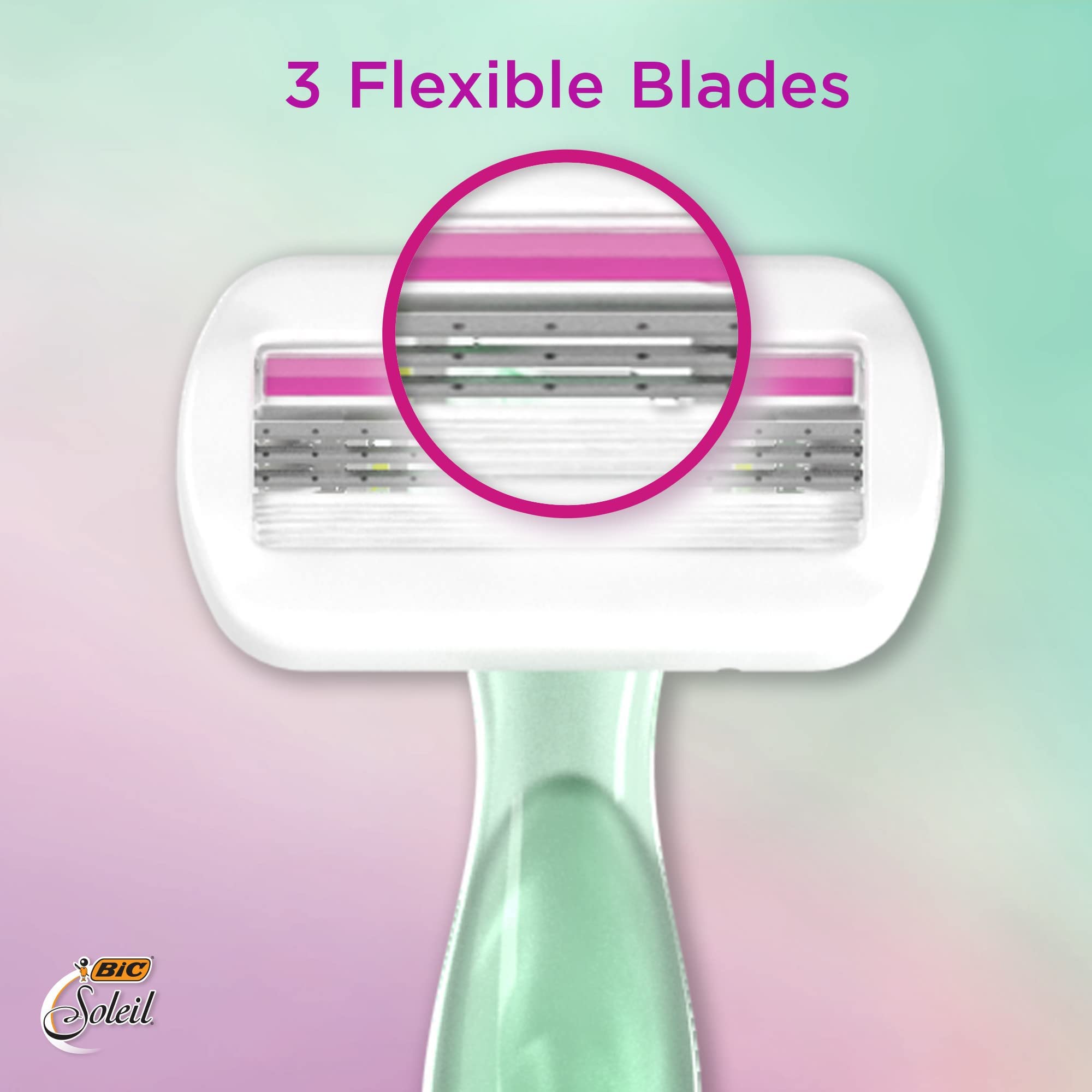 BIC Soleil Sensitive Women's Disposable Razors - 3 Blade Razor with Moisture Strip for Smooth Shaving, 6-Piece Razor Set (Pack of 2) | Gentle Shave for Sensitive Skin, Legs & Underarms | Perfect for Travel, Gym & Everyday Use