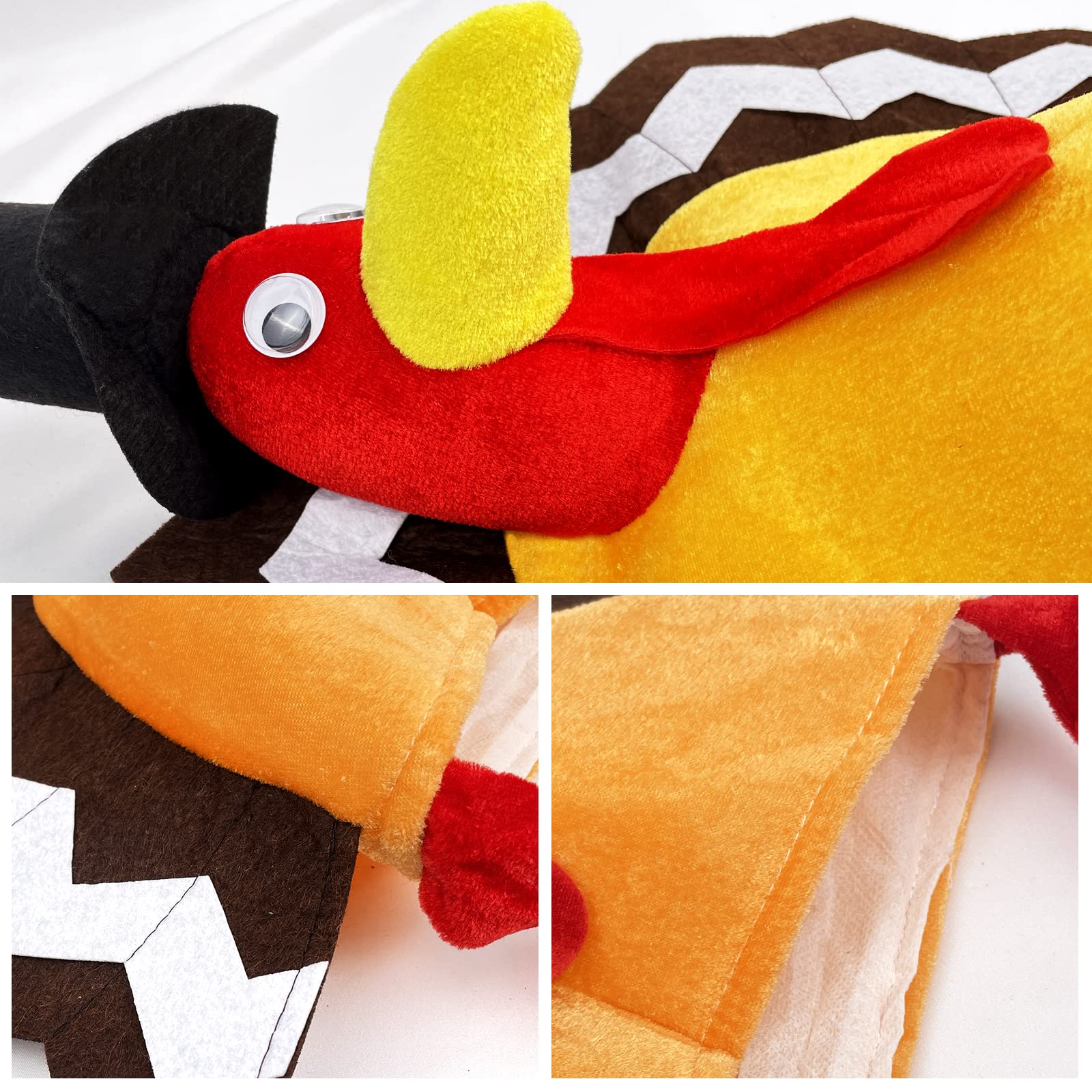 Soft Plush Thanksgiving Turkey Hat with Head, Legs & Tail - Fun Fancy Dress Costume Accessory for Thanksgiving Parties & Holiday Gatherings