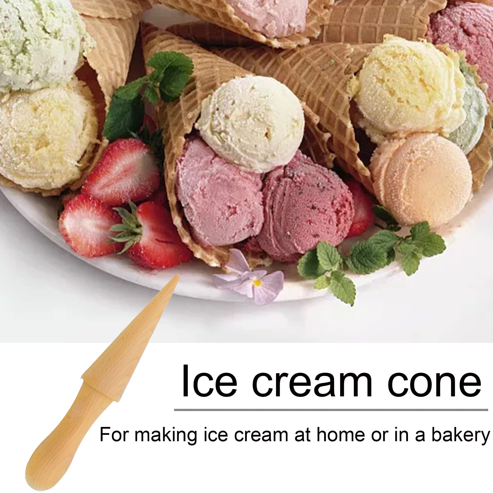 YZSZ Reusable Ice Cream Cone Molds - DIY Waffle Cone Maker for Homemade Ice Cream Cones & Waffles (Beech Wood) - Perfect for Home Baking, Party Treats & Ice Cream Shops
