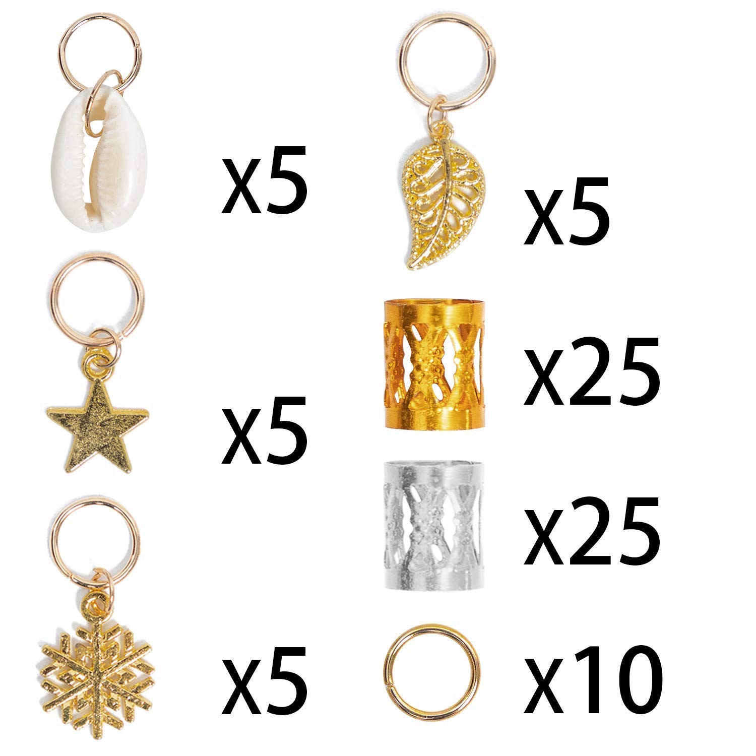 80pcs Aluminum Dreadlock Beads & Metal Braid Cuffs - Hair Braid Rings & Clips for Natural Hair, Locs, Twists - Perfect for Boho, Festival & Everyday Hair Decorations