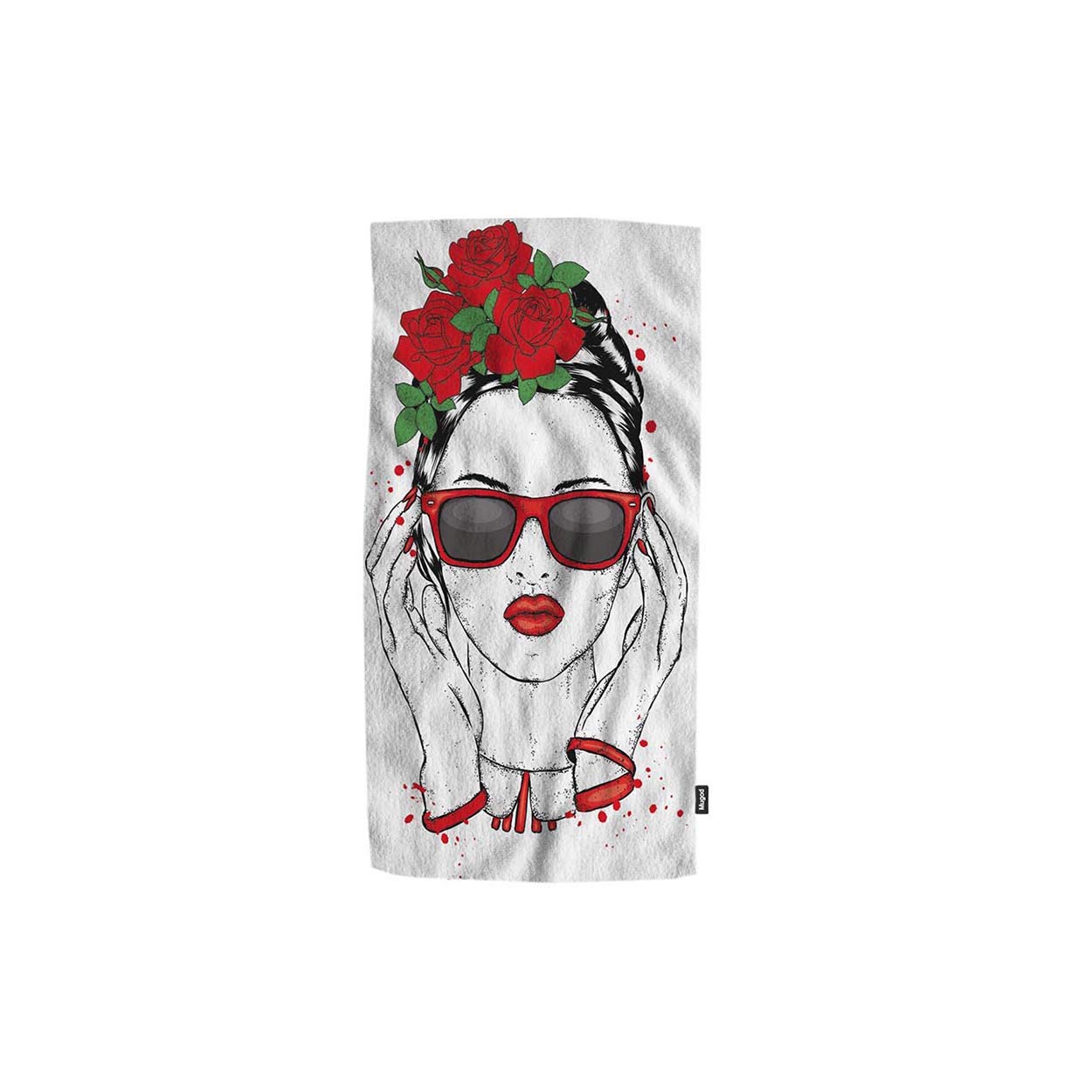 Premium Soft Absorbent 15x30 Inch Hand Towel - Beautiful Girl with Glasses & Flower Wreath Design for Spa, Gym, Hotel, Bathroom & Shower Use - Decorative Guest Towel