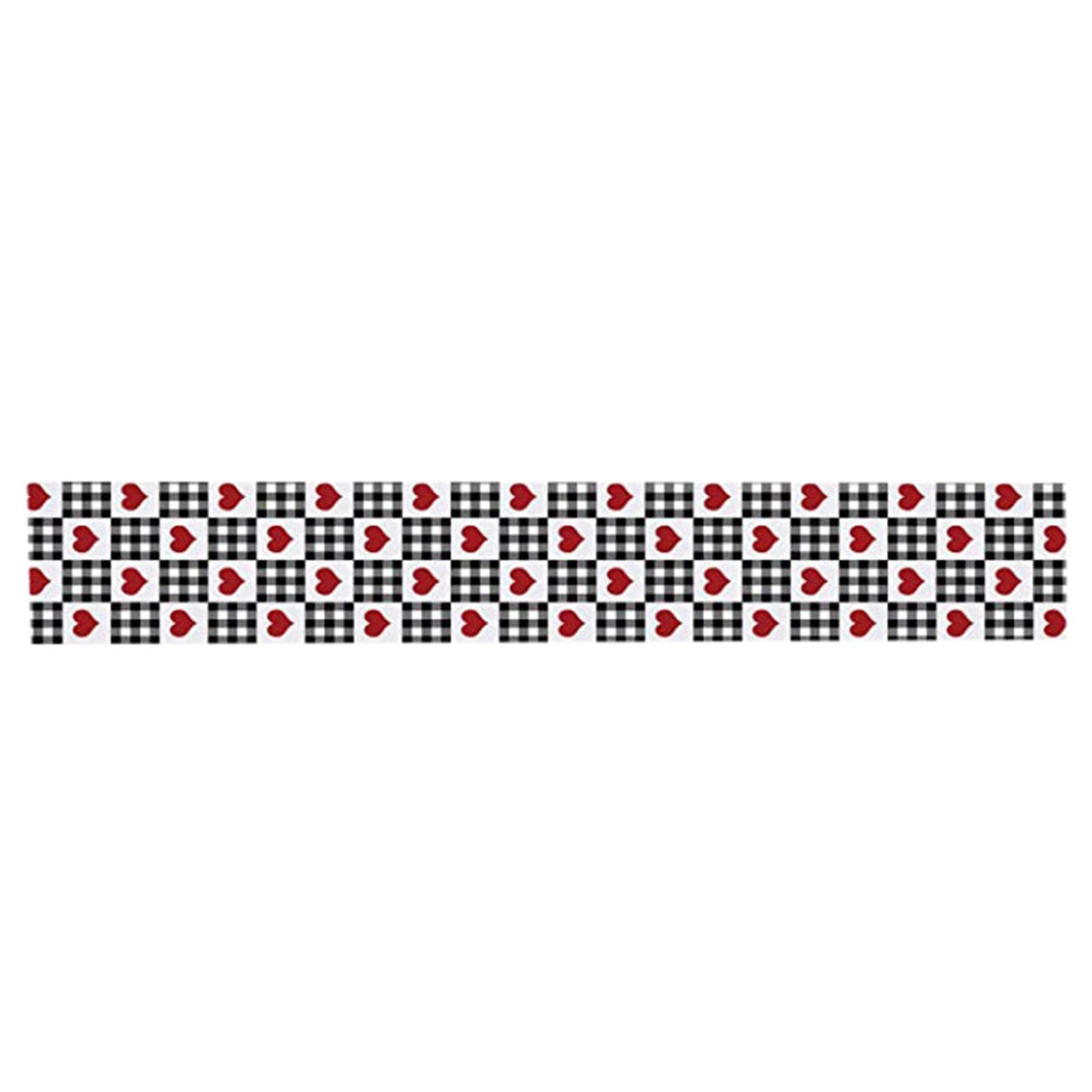 9#BA Creative Valentine's Day Polyester Cotton Printed Table Flag - Heart Pattern Table Decor for Romantic Dinner, Wedding, Party & Home Decoration