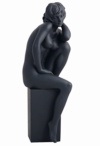 7.88 Inch Nude Female Statue Figurine - Black Sitting Pose Art Sculpture for Home Decor, Office Display & Meditation Space