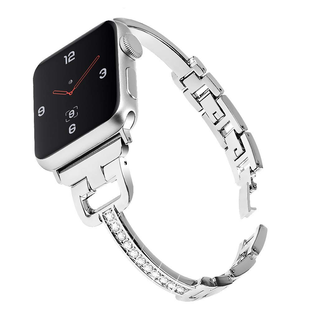 Mtozon Bling Bands for Apple Watch 41mm/45mm/49mm (Series 8/7/Ultra), 40mm/44mm (Series 6/5/4/SE), 38mm/42mm (Series 3/2/1) - Women's Rhinestone Bracelet Metal Wristband in Rose Gold, Silver & Black | Perfect for Parties, Weddings & Everyday Fashion Accessories
