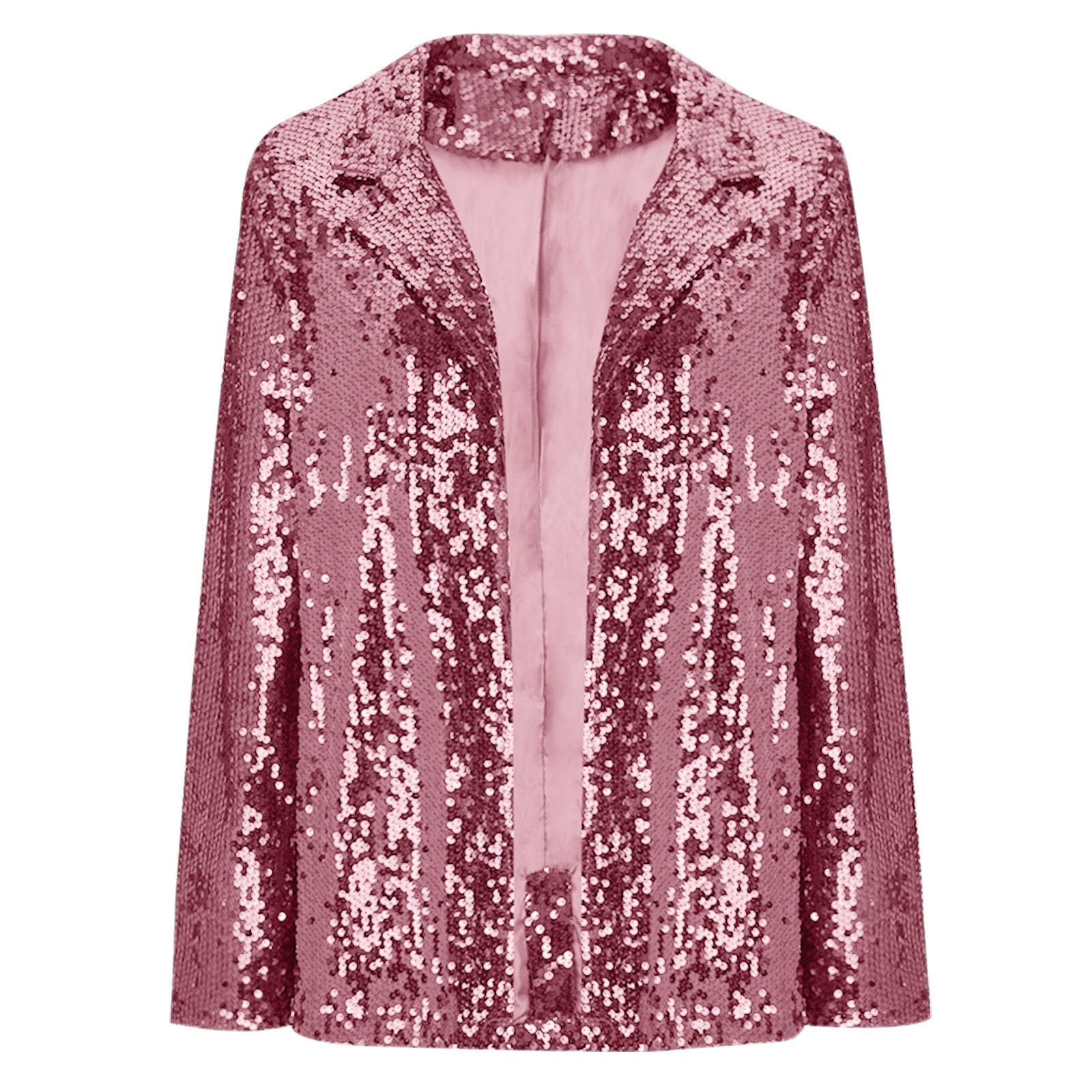 Women's Sequin Blazer Jacket - Sparkle Glitter Coat with Long Sleeves & Lapel Open Front | Party, Cocktail & Evening Outfits | Hot Pink | Clearance Sale | Perfect for Night Out, Club, Wedding & Special Occasions