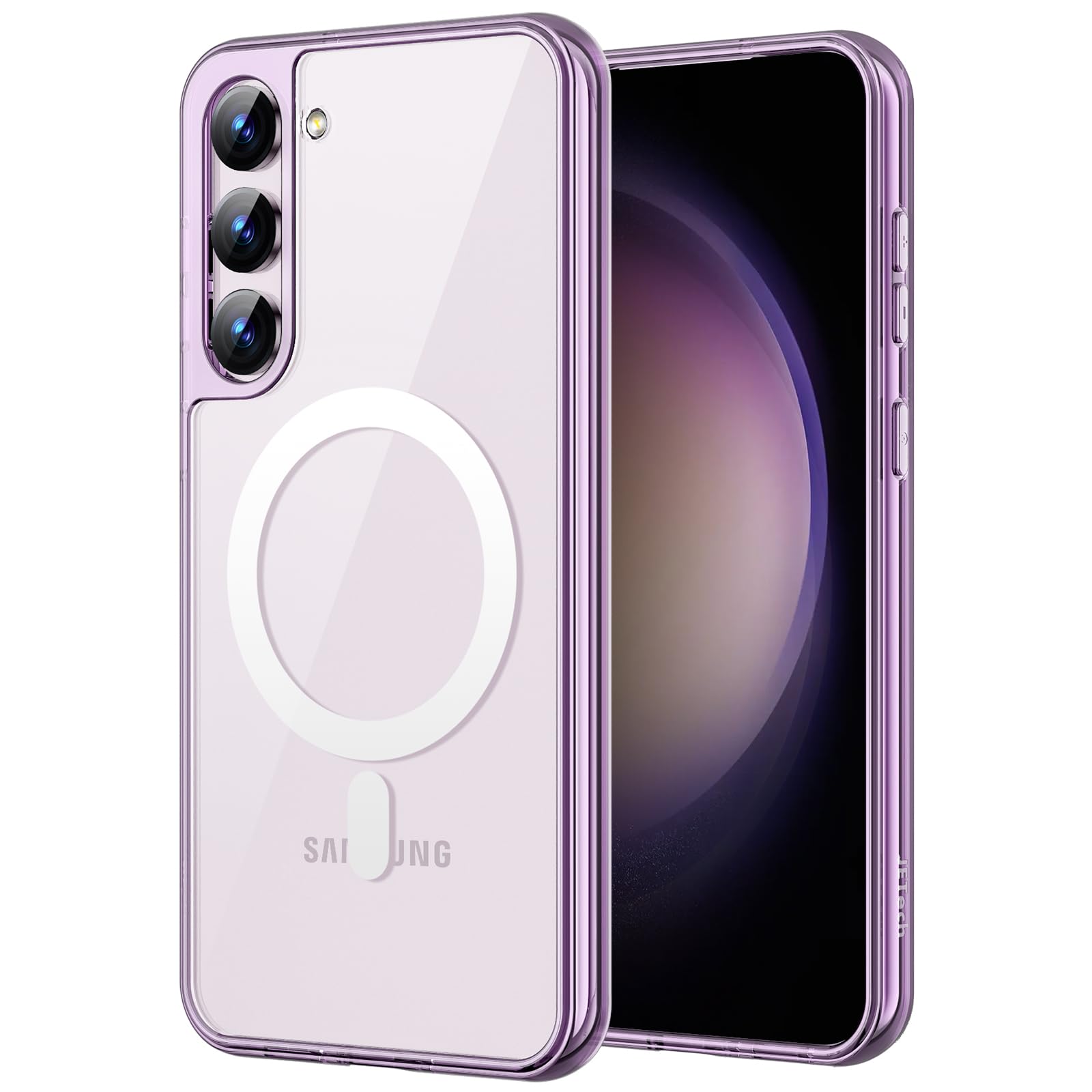 JETech Magnetic Case for Samsung Galaxy S23+ (6.6-Inch) - MagSafe Compatible, Shockproof & Non-Yellowing Clear PC Back Protective Cover (Purple) - Perfect for Work, Travel & Everyday Use