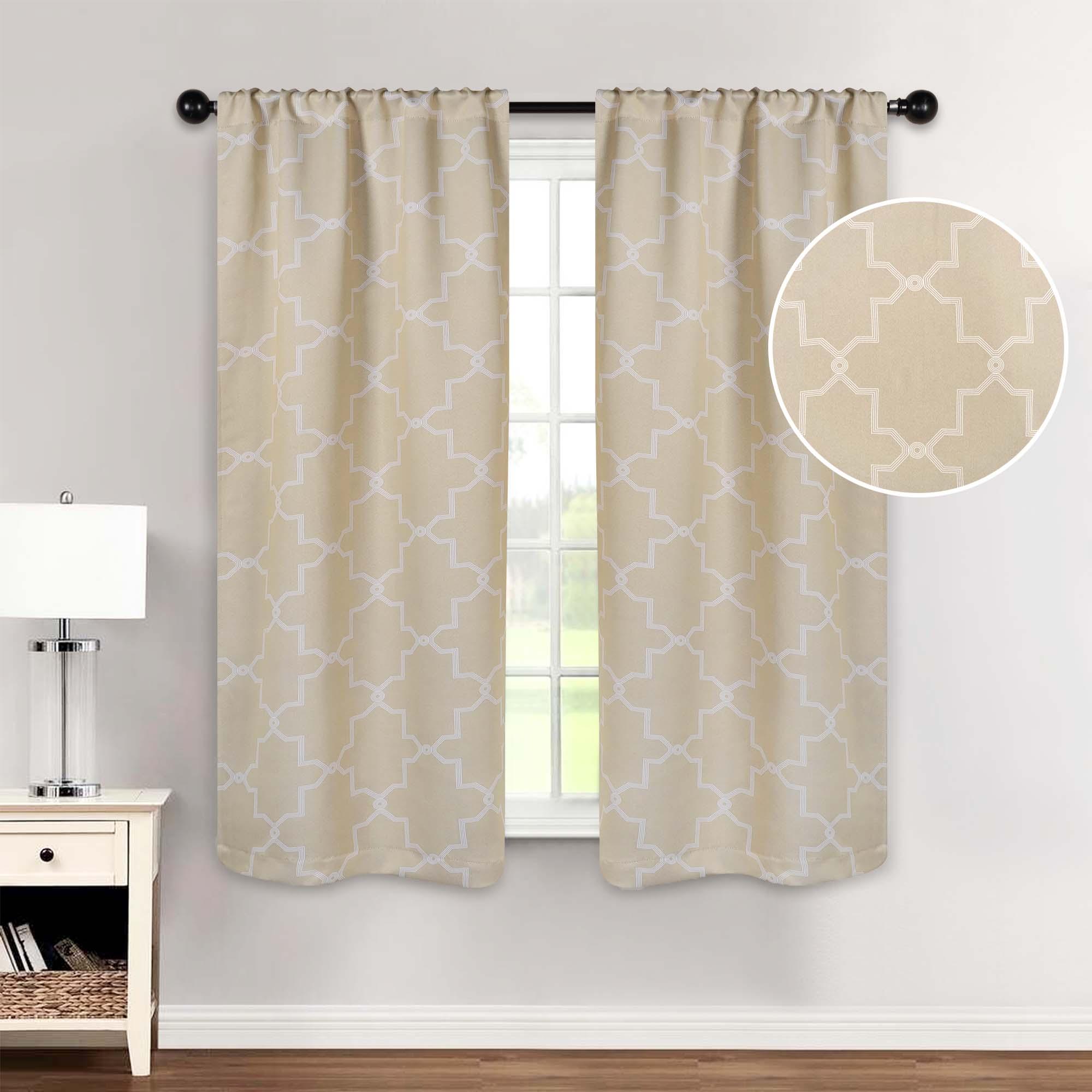 Imperial Trellis Grommet Blackout Curtains - Set of 2 Panels for Bedroom & Living Room Window Treatment, Noise Reducing & Thermal Insulated Drapes