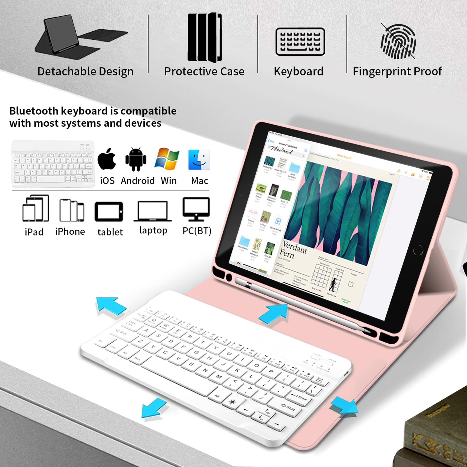 Kenke Ultra Slim Wireless Keyboard Case for iPad 9.7