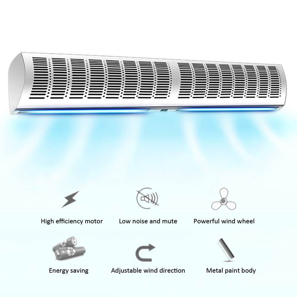 Commercial Grade High Air Volume Low Noise Two-Speed Adjustable Air Curtain with Remote Control & Adjustable Wind Direction - Energy Efficient Solution for Store Entrances, Warehouses & Restaurants
