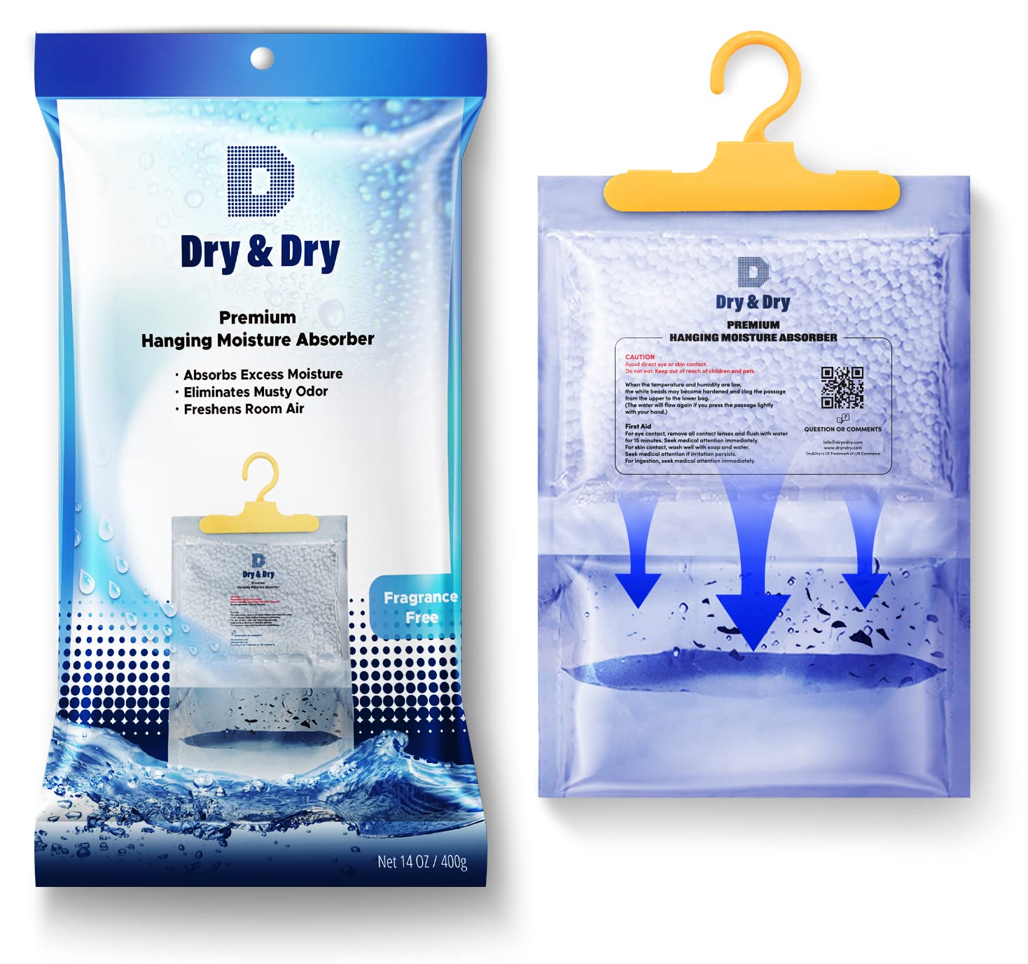 Dry & Dry 46 Packs [14 Oz Each] Moisture Absorbers & Small Dehumidifiers for Home, Basement, Bedroom, Closet & RV - Prevent Mold, Musty Odors & Humidity Damage